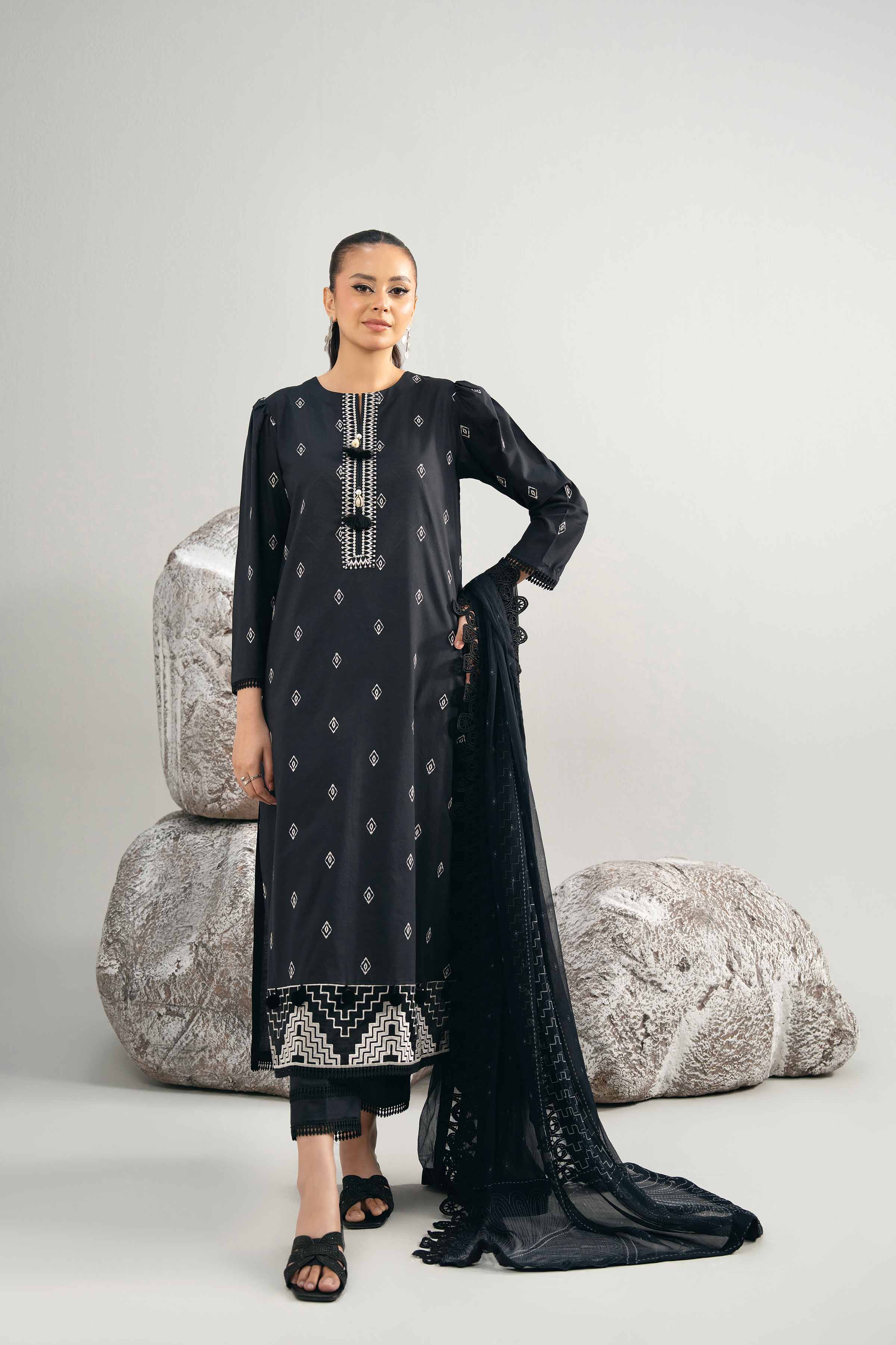 3 Piece - Dyed Printed Embroidered Suit - 42502027 for Women - Unstitched Collection | Nishat | Shop Online