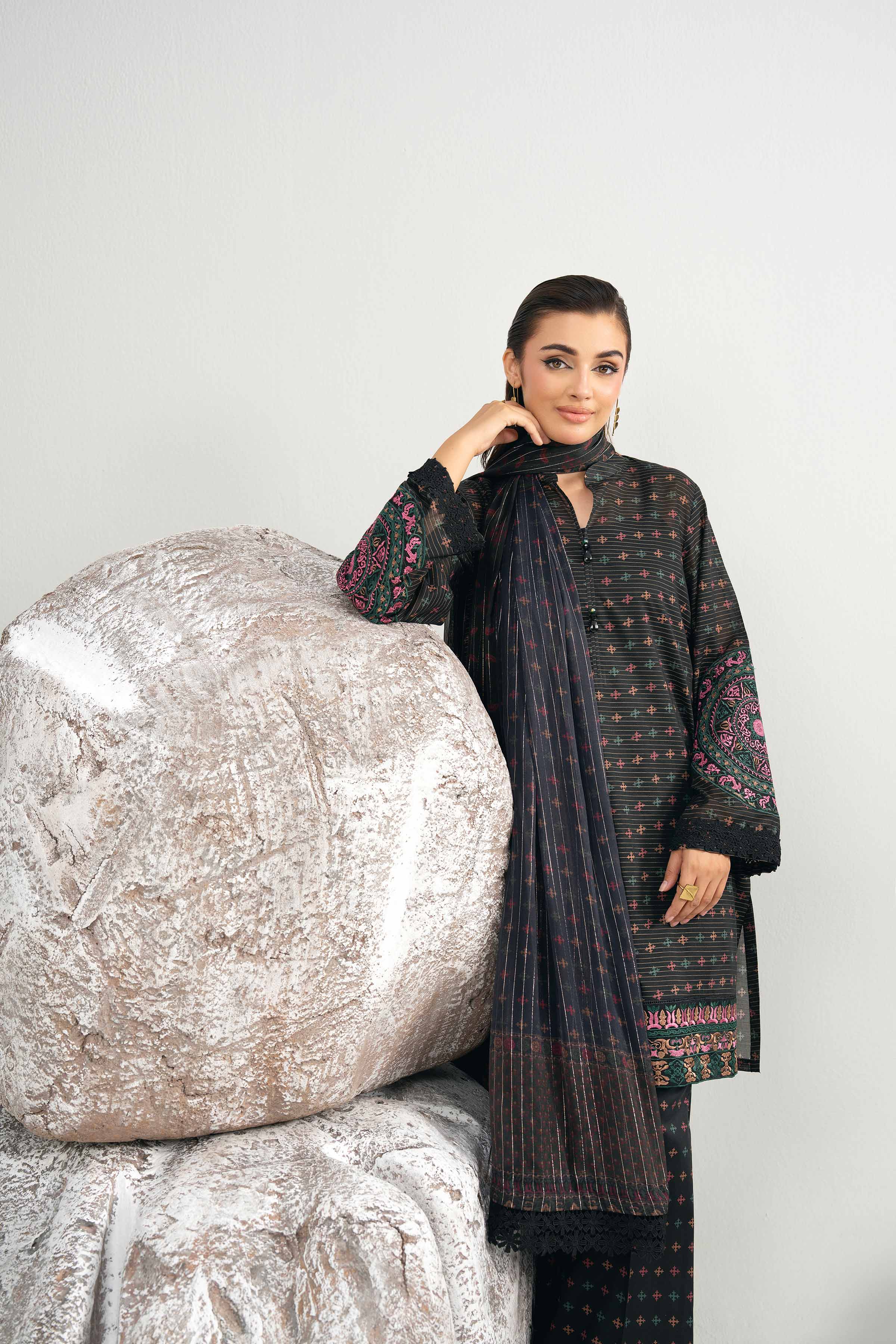 3 Piece - Digital Printed Embroidered Suit - 42502046 for Women - Unstitched Collection | Nishat | Shop Online