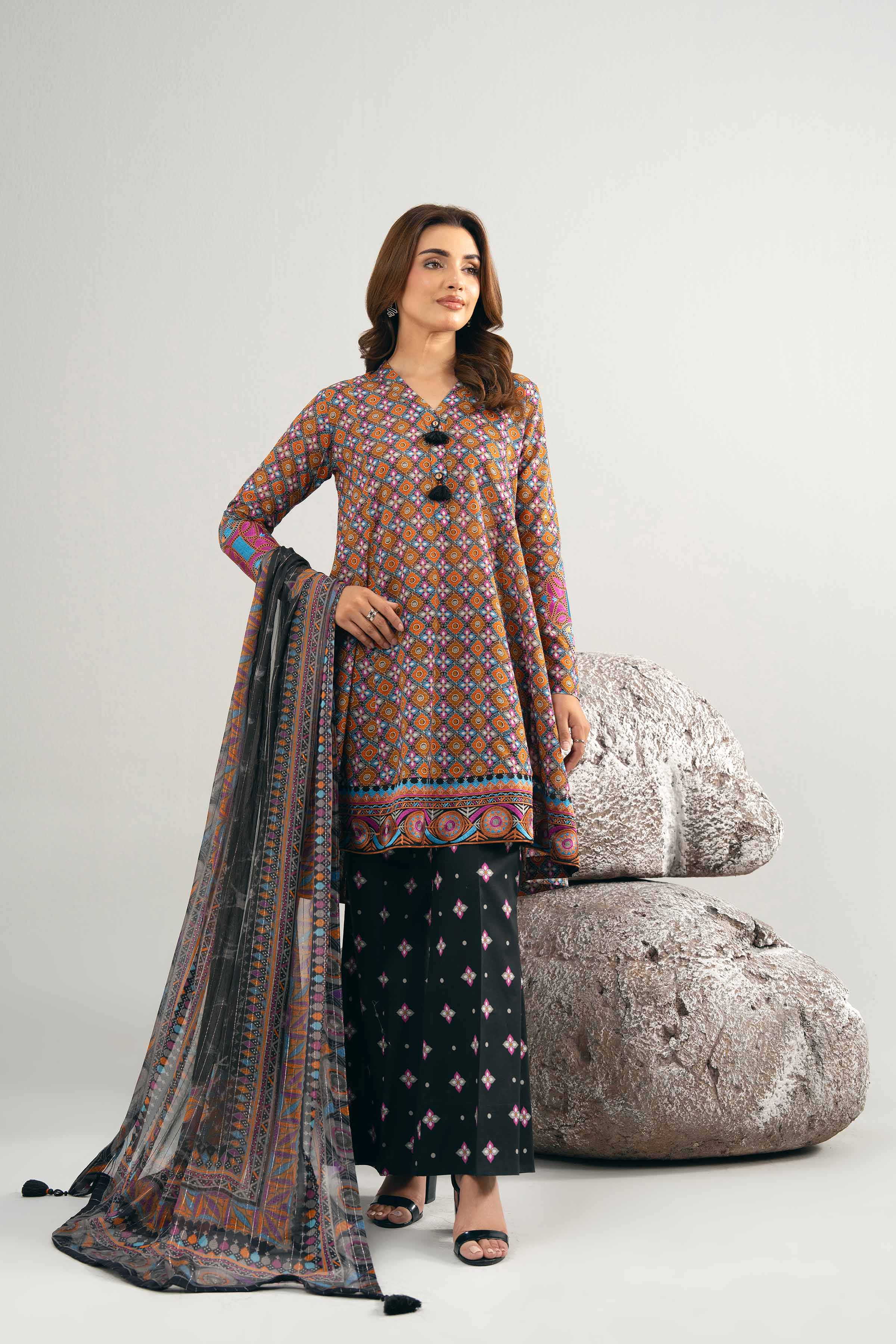 3 Piece - Digital Printed Embroidered Suit - 42502048 for Women - Unstitched Collection | Nishat | Shop Online