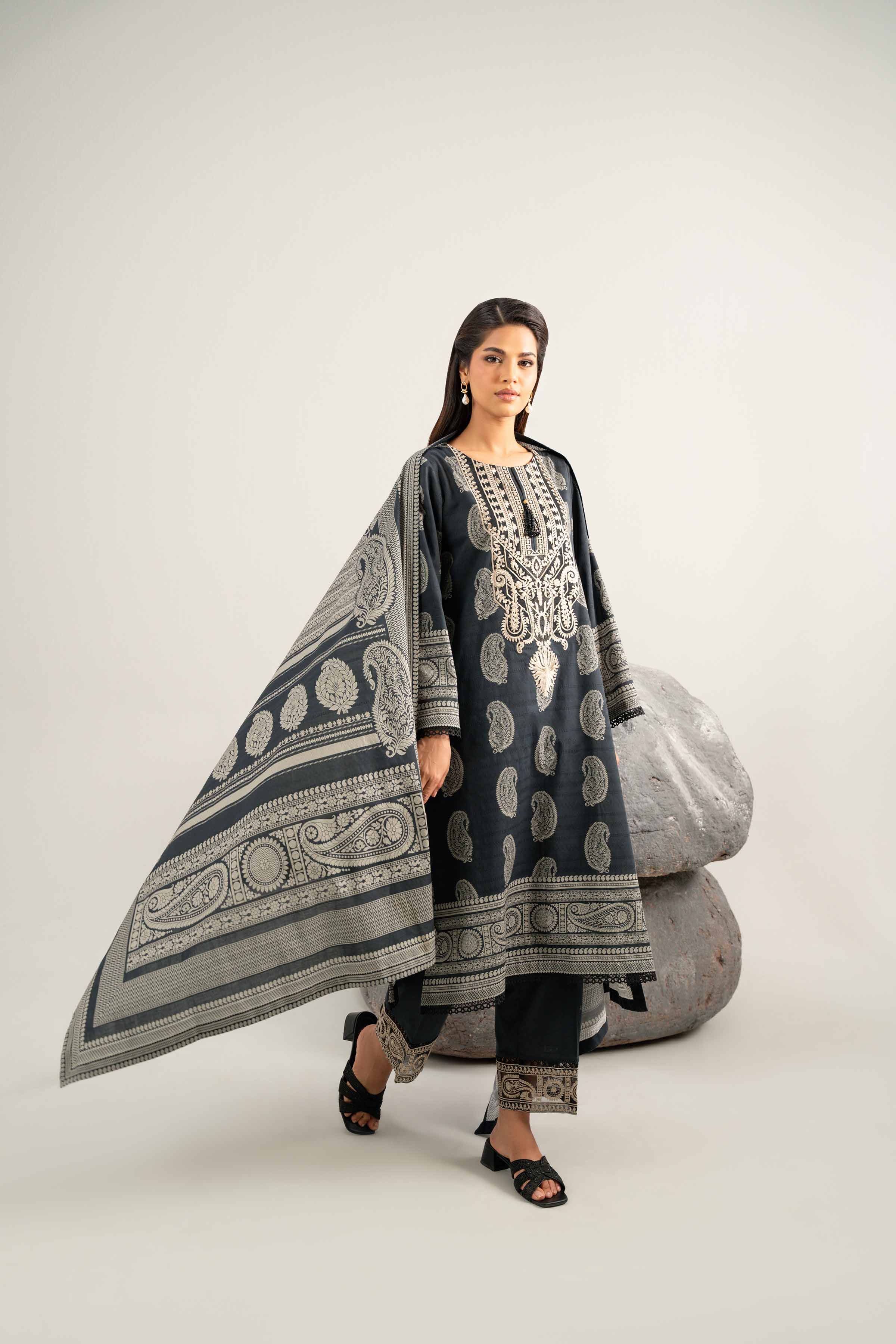 3 Piece - Digital Printed Embroidered Suit - 42502050 for Women - Unstitched Collection | Nishat | Shop Online