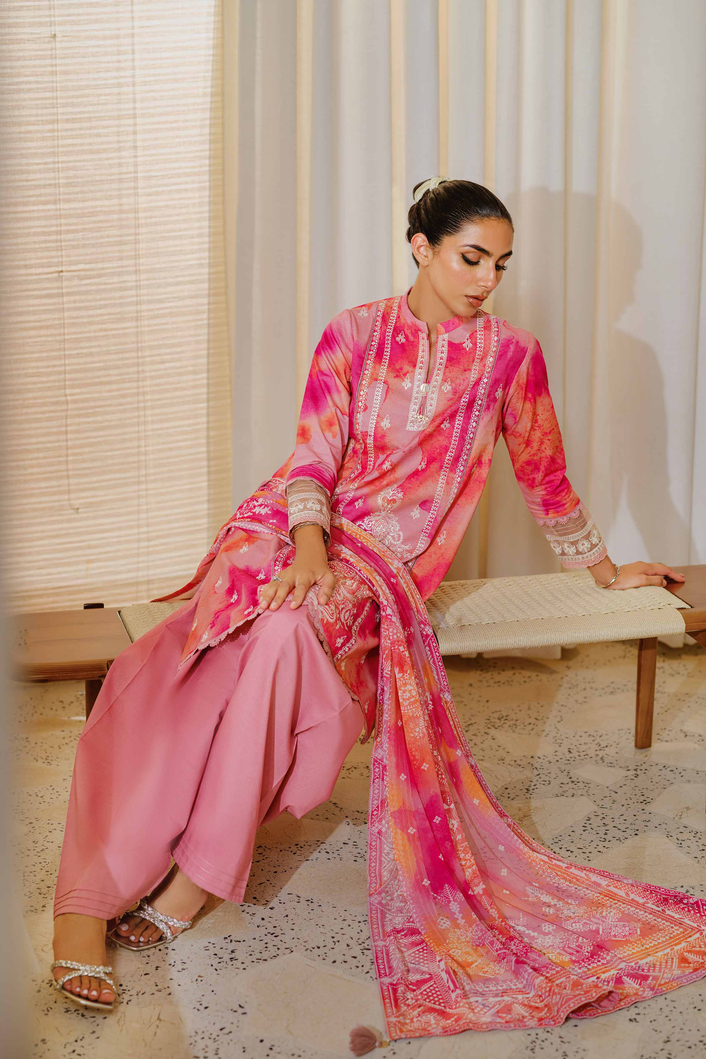 2 Piece - Digital Printed Embroidered Suit - 42502077