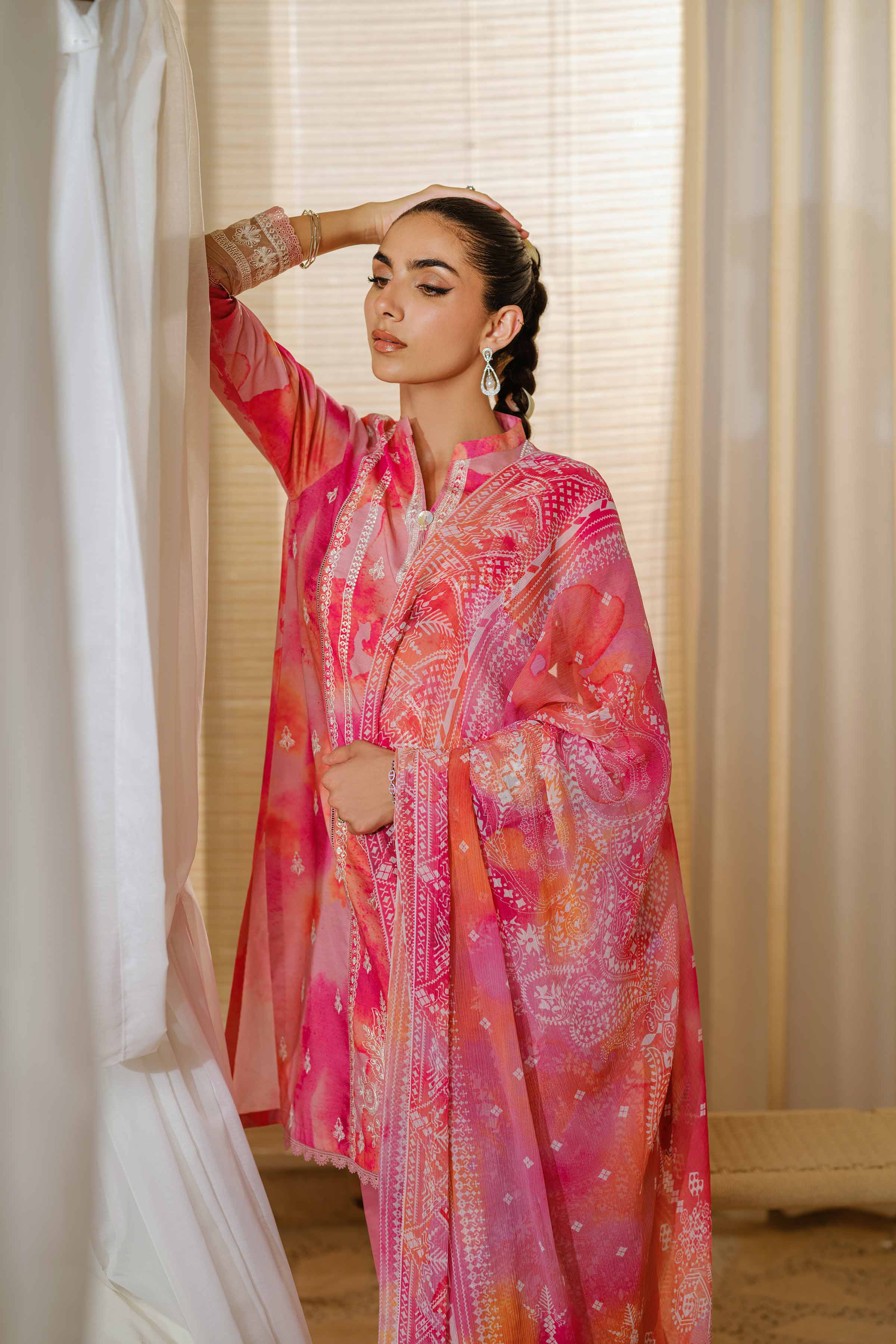2 Piece - Digital Printed Embroidered Suit - 42502077