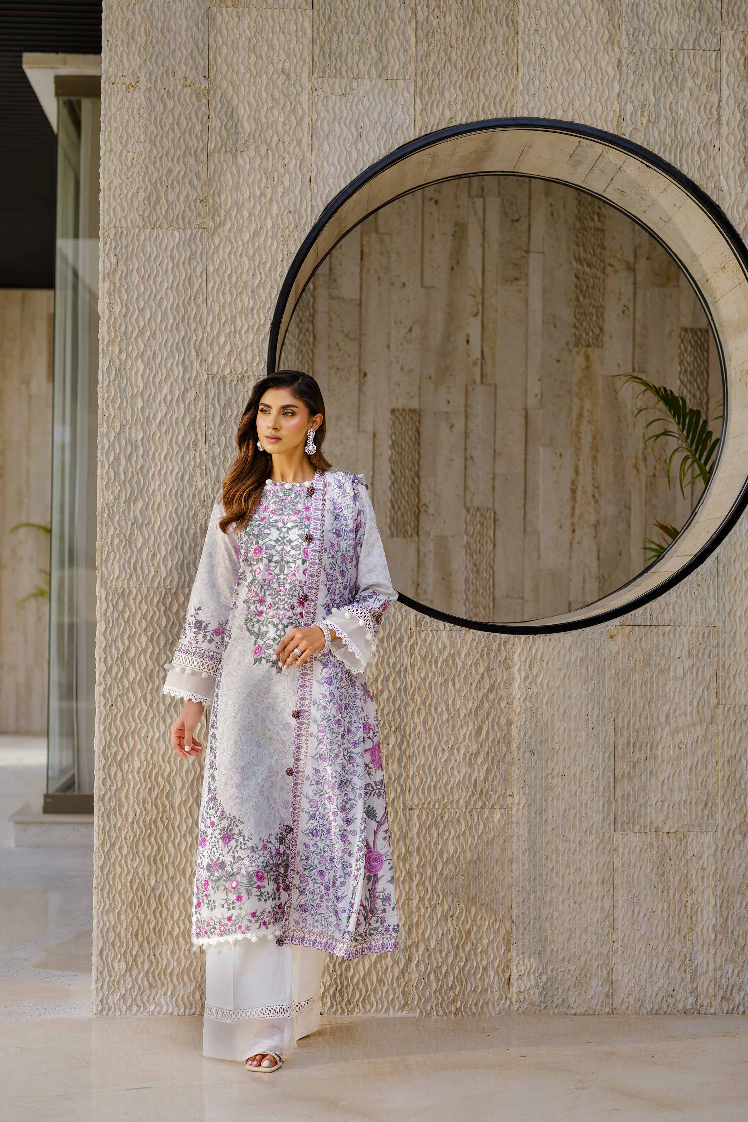 3 Piece - Digital Printed Embroidered Suit - 42502134