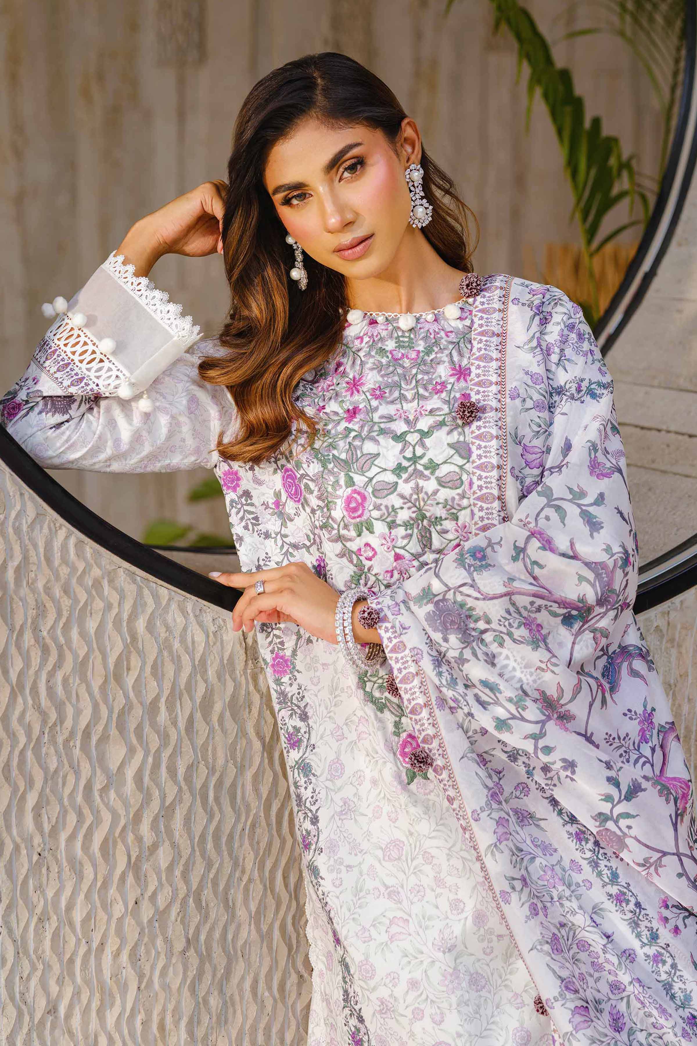 3 Piece - Digital Printed Embroidered Suit - 42502134