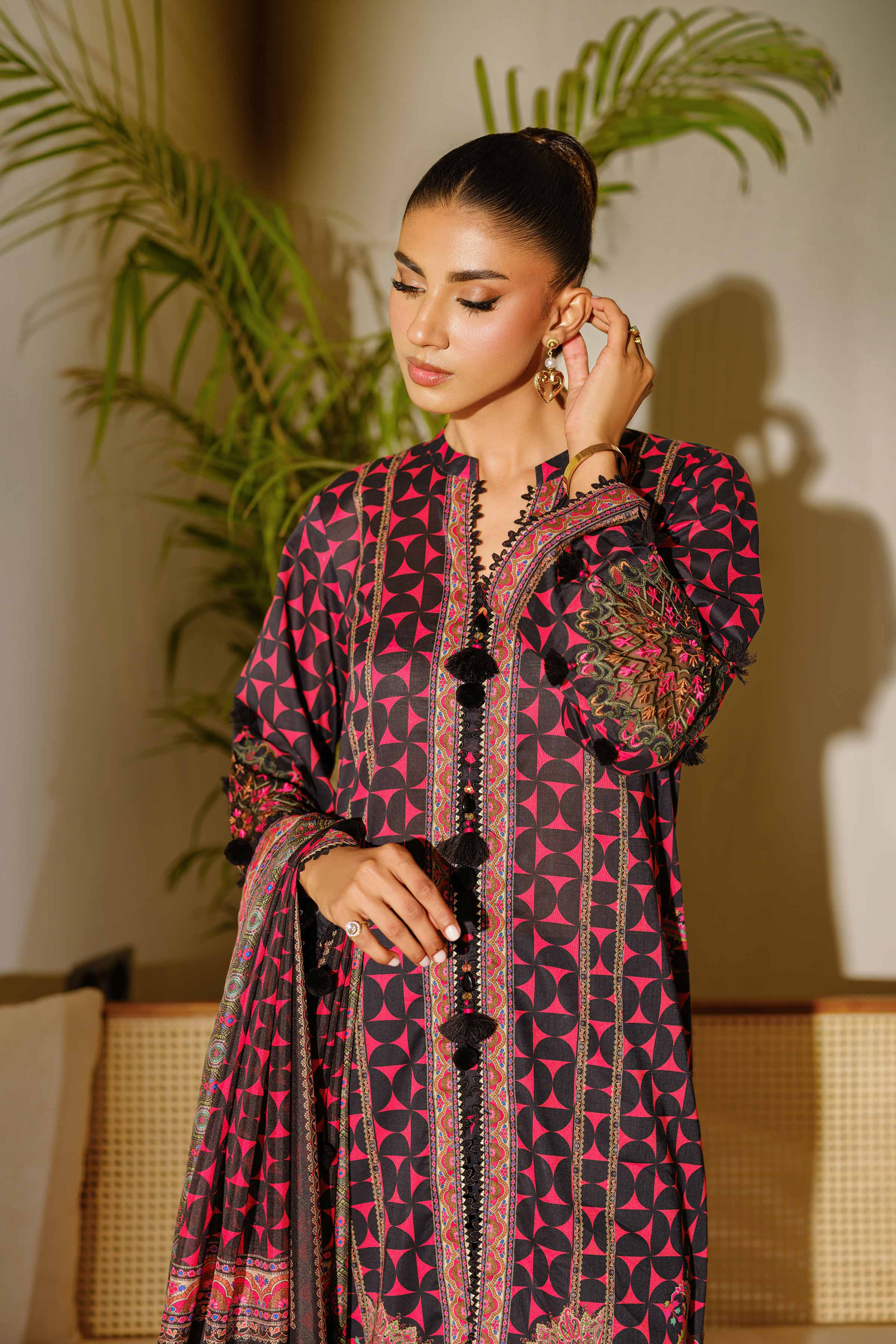 3 Piece - Digital Printed Embroidered Suit - 42502139