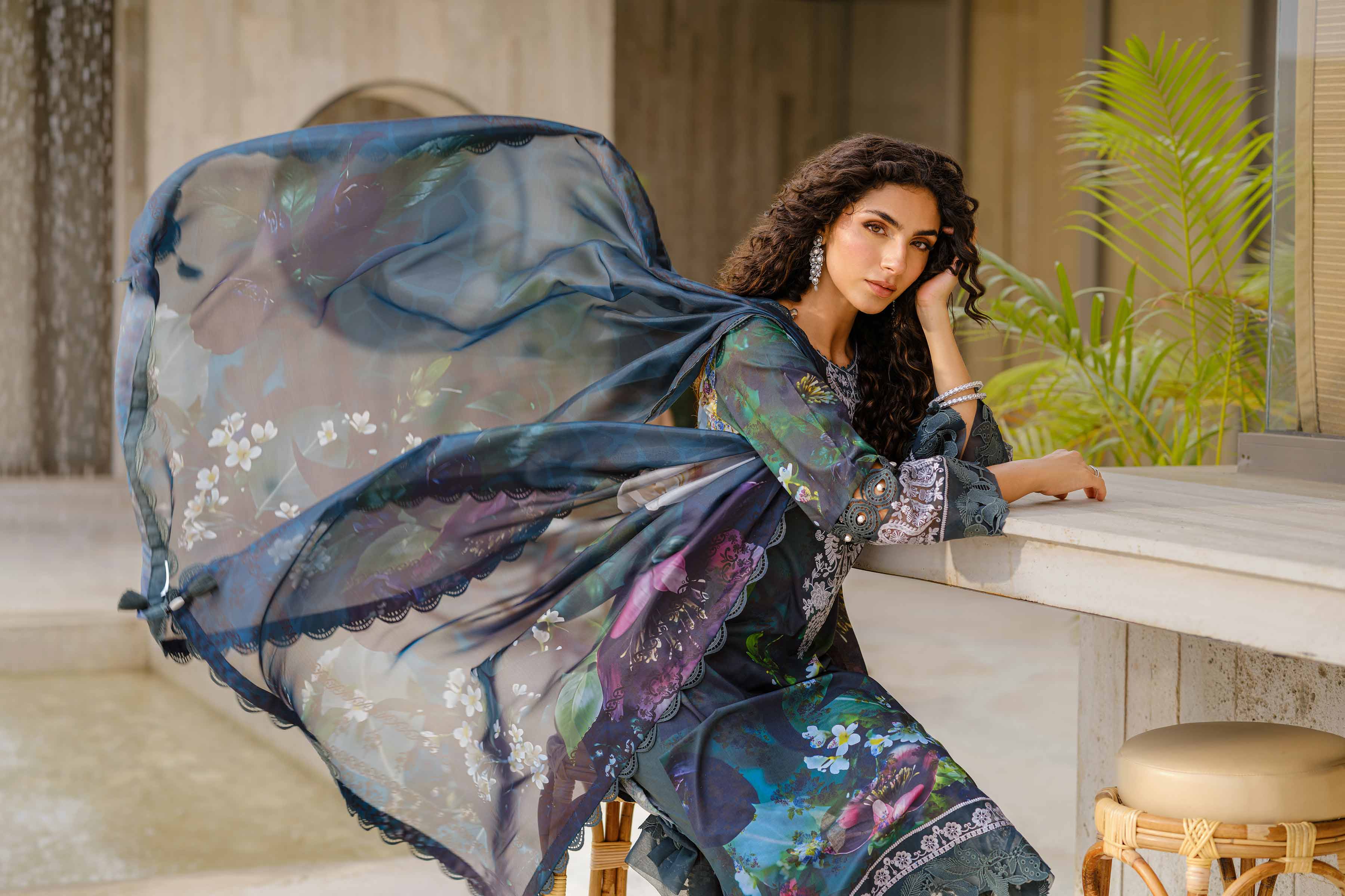 3 Piece - Digital Printed Embroidered Suit - 42502142