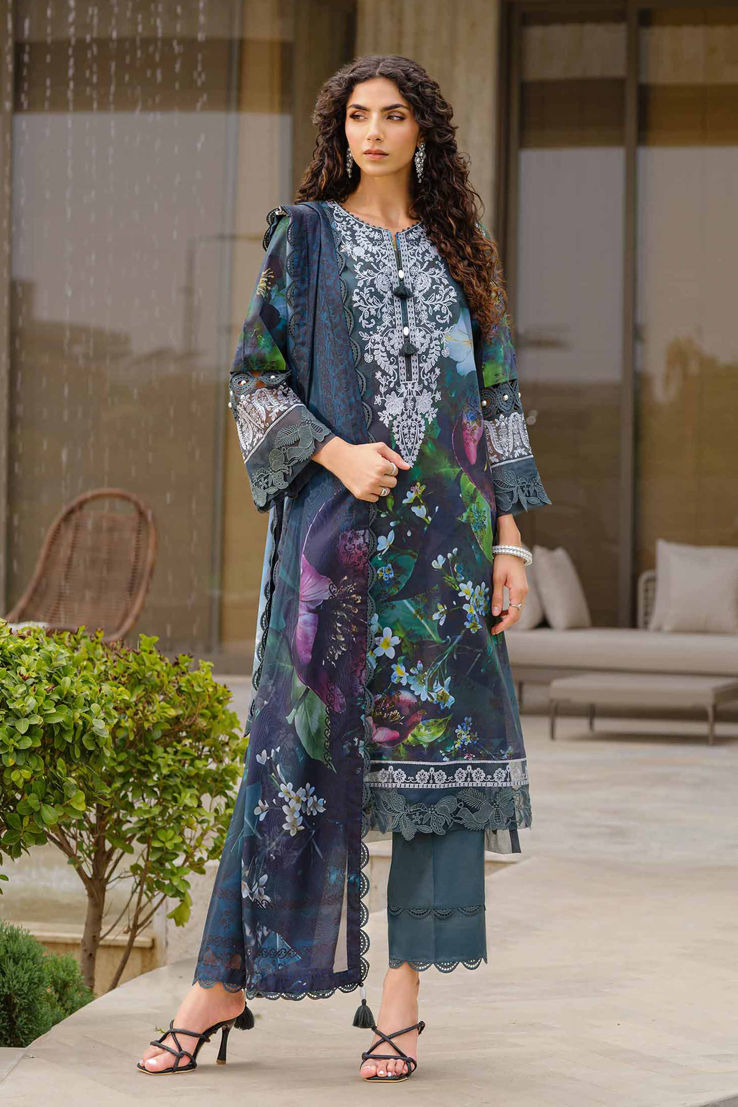 3 Piece - Digital Printed Embroidered Suit - 42502142