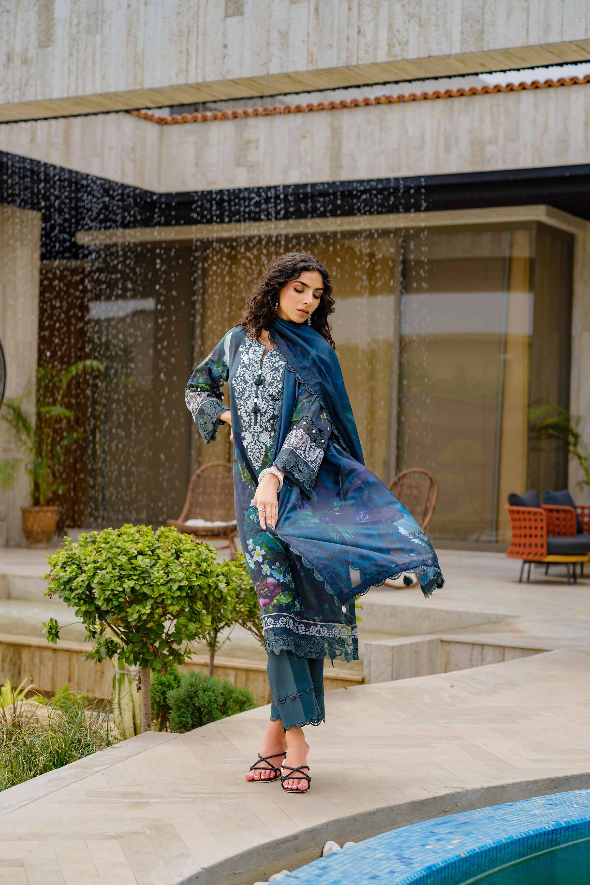 3 Piece - Digital Printed Embroidered Suit - 42502142