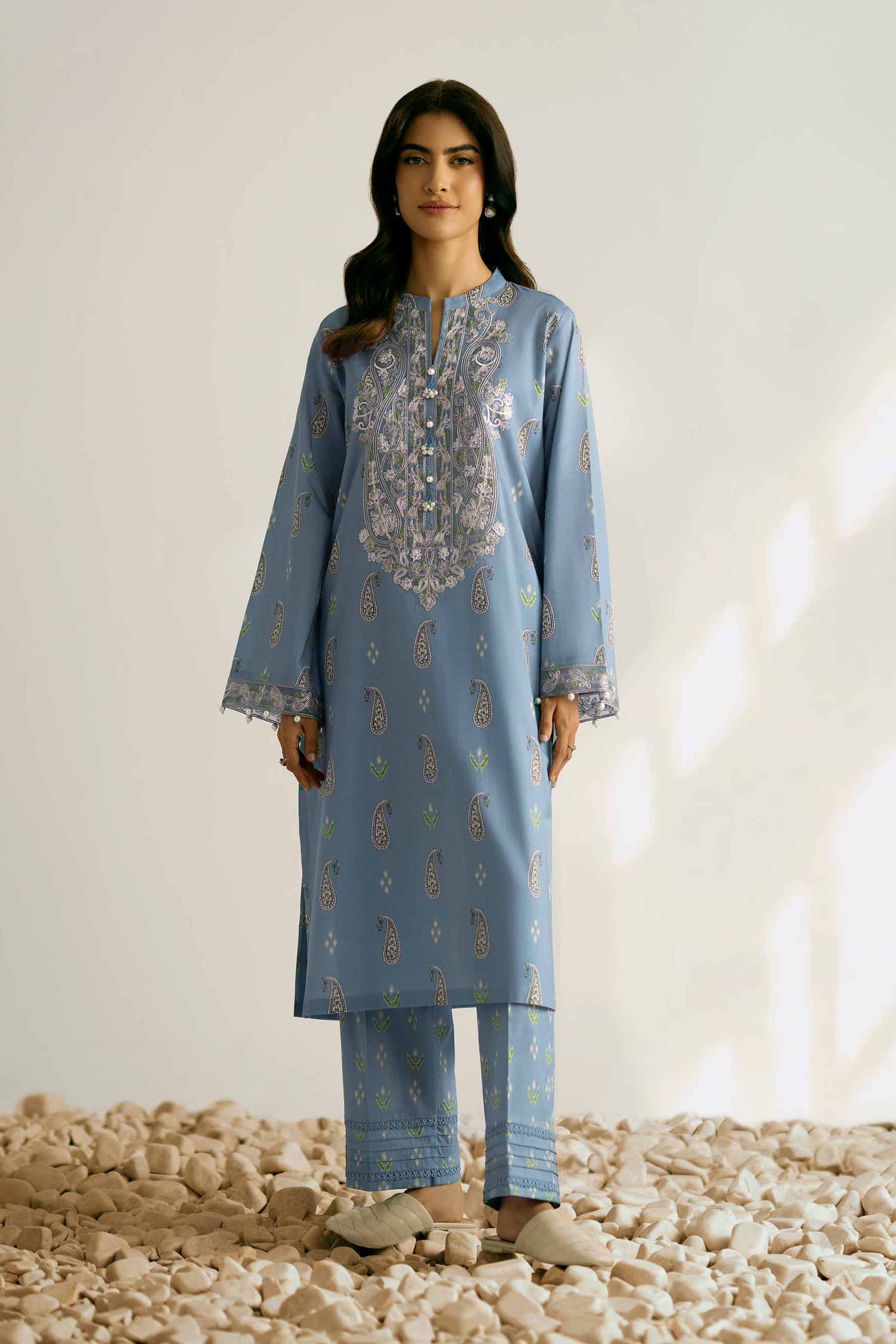 2 Piece - Printed Embroidered Suit - 42502358 for Women - Unstitched Collection | Nishat | Shop Online