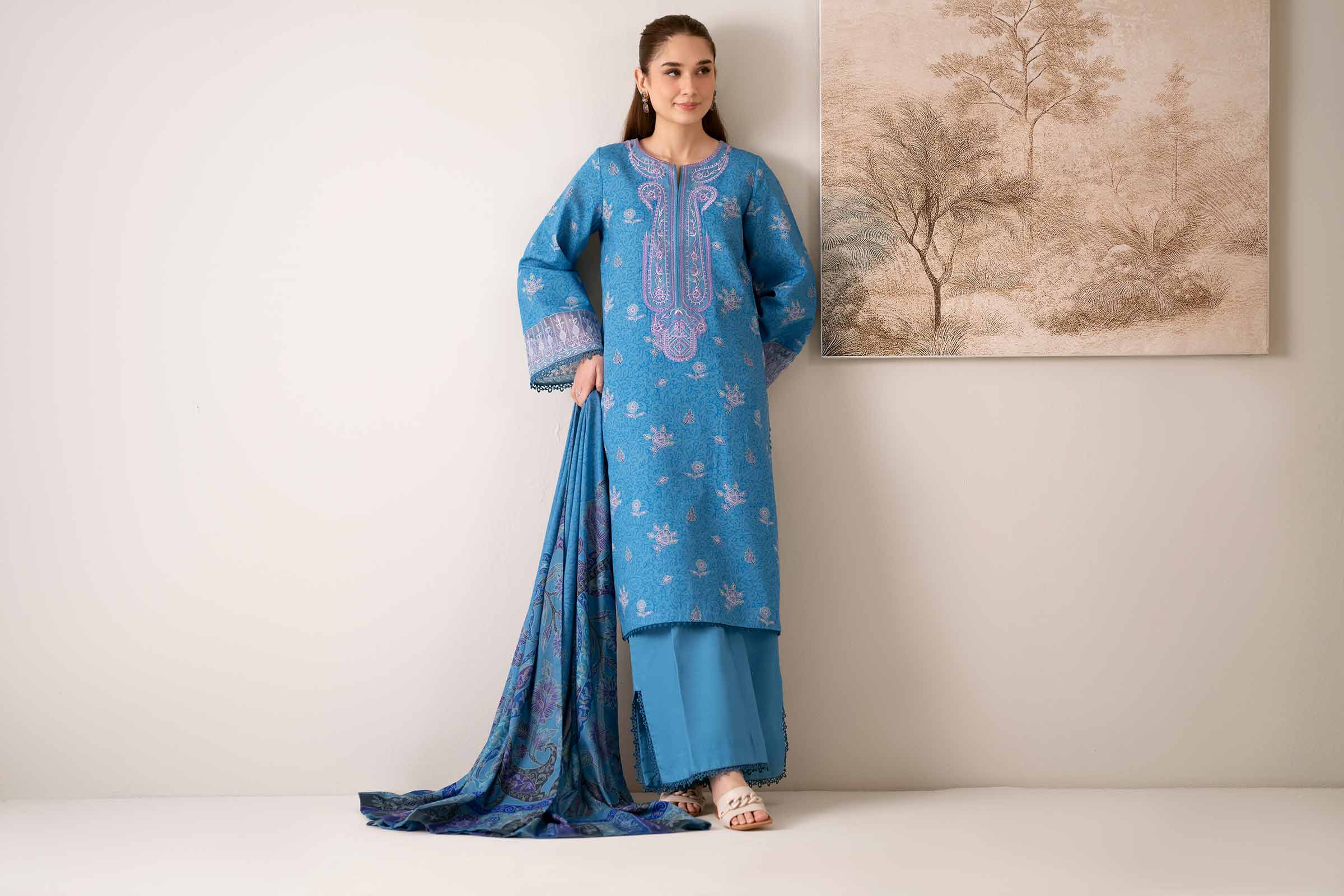 3 Piece - Digital Printed Embroidered Suit - 42502577 for Women - Unstitched Collection | Nishat | Shop Online