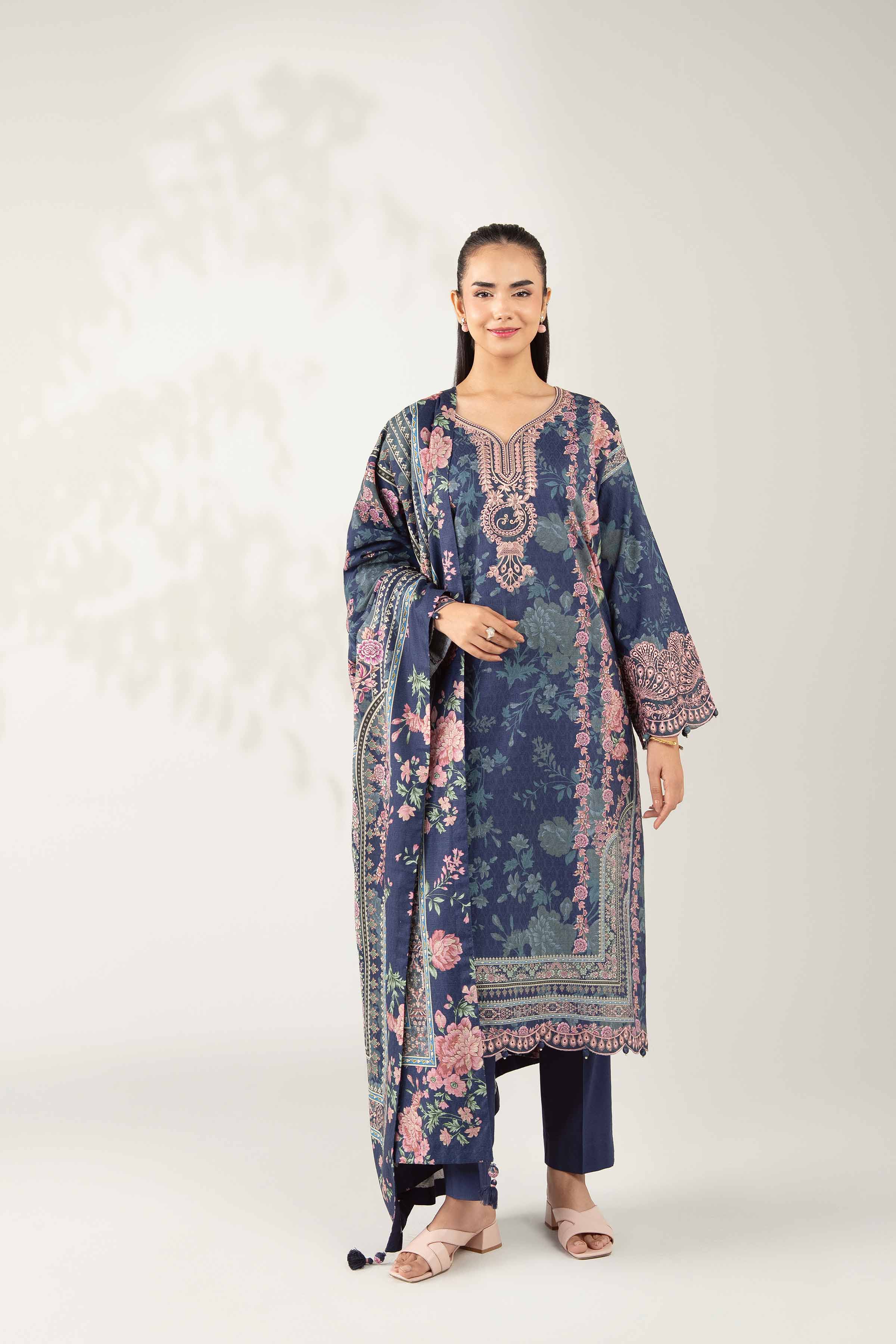 3 Piece - Digital Printed Embroidered Suit - 42502636 for Women - Unstitched Collection | Nishat | Shop Online