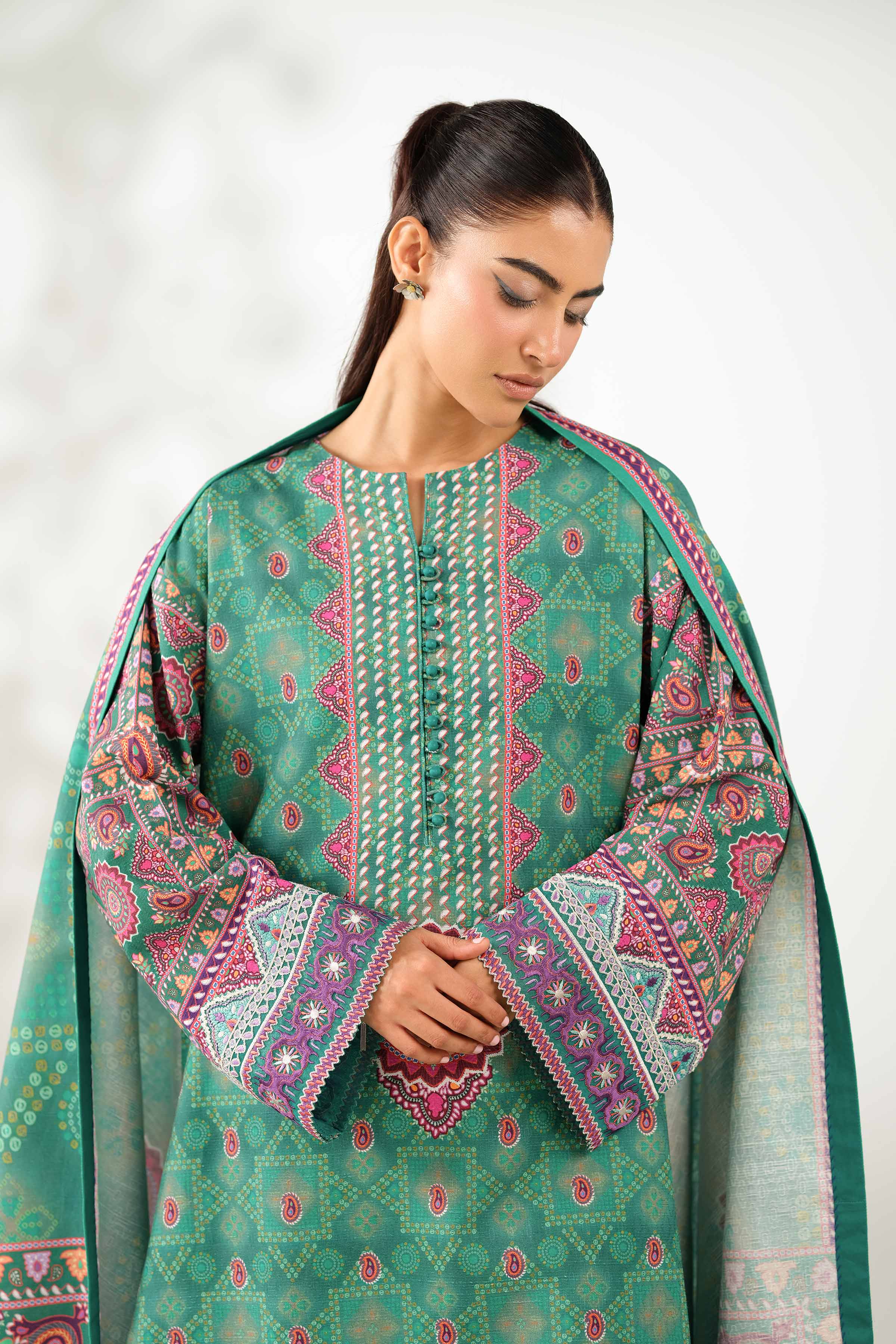 3 Piece - Digital Printed Embroidered Suit - 42502638 for Women - Unstitched Collection | Nishat | Shop Online