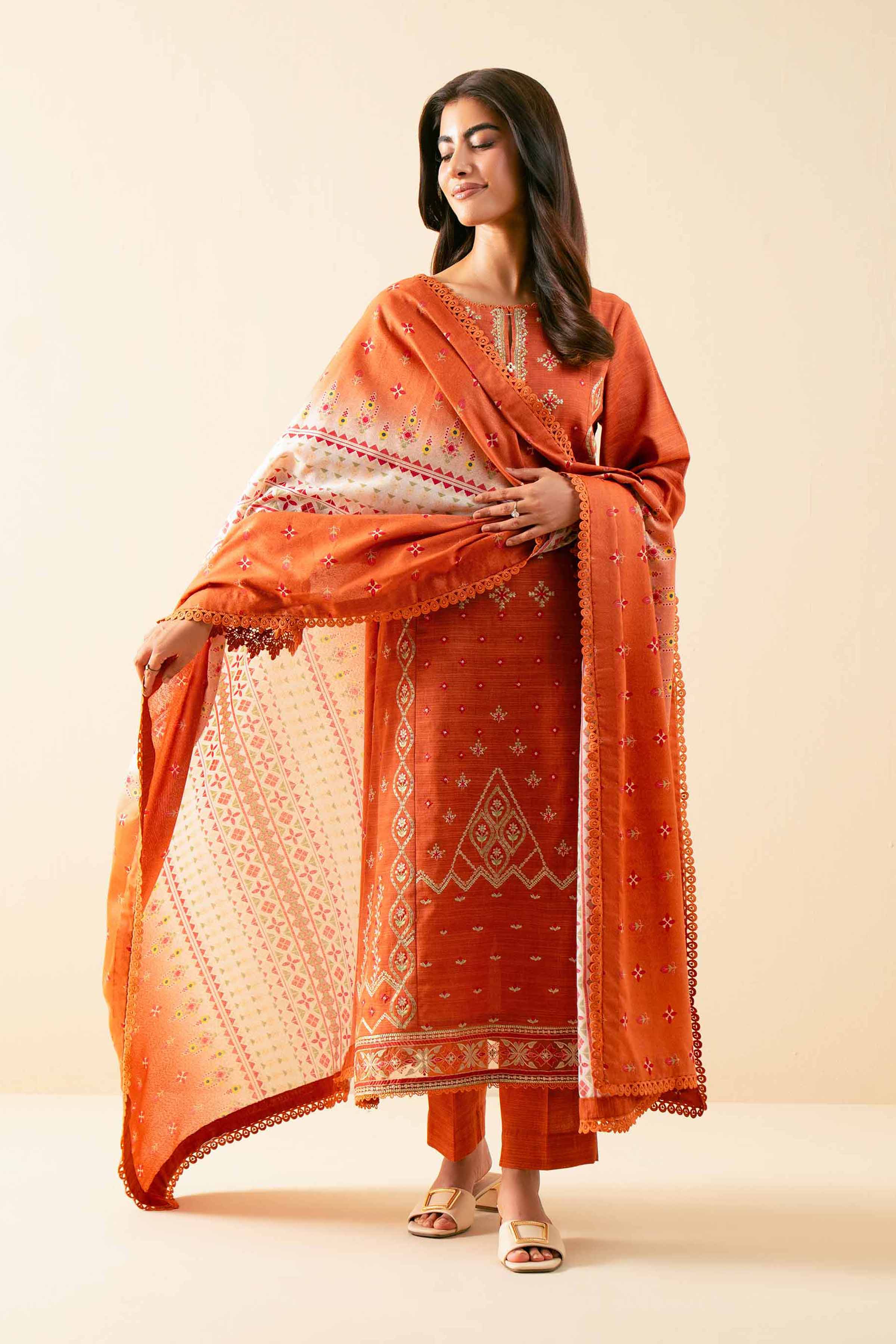 3 Piece - Printed Embroidered Suit - 42502685 for Women - Unstitched Collection | Nishat | Shop Online