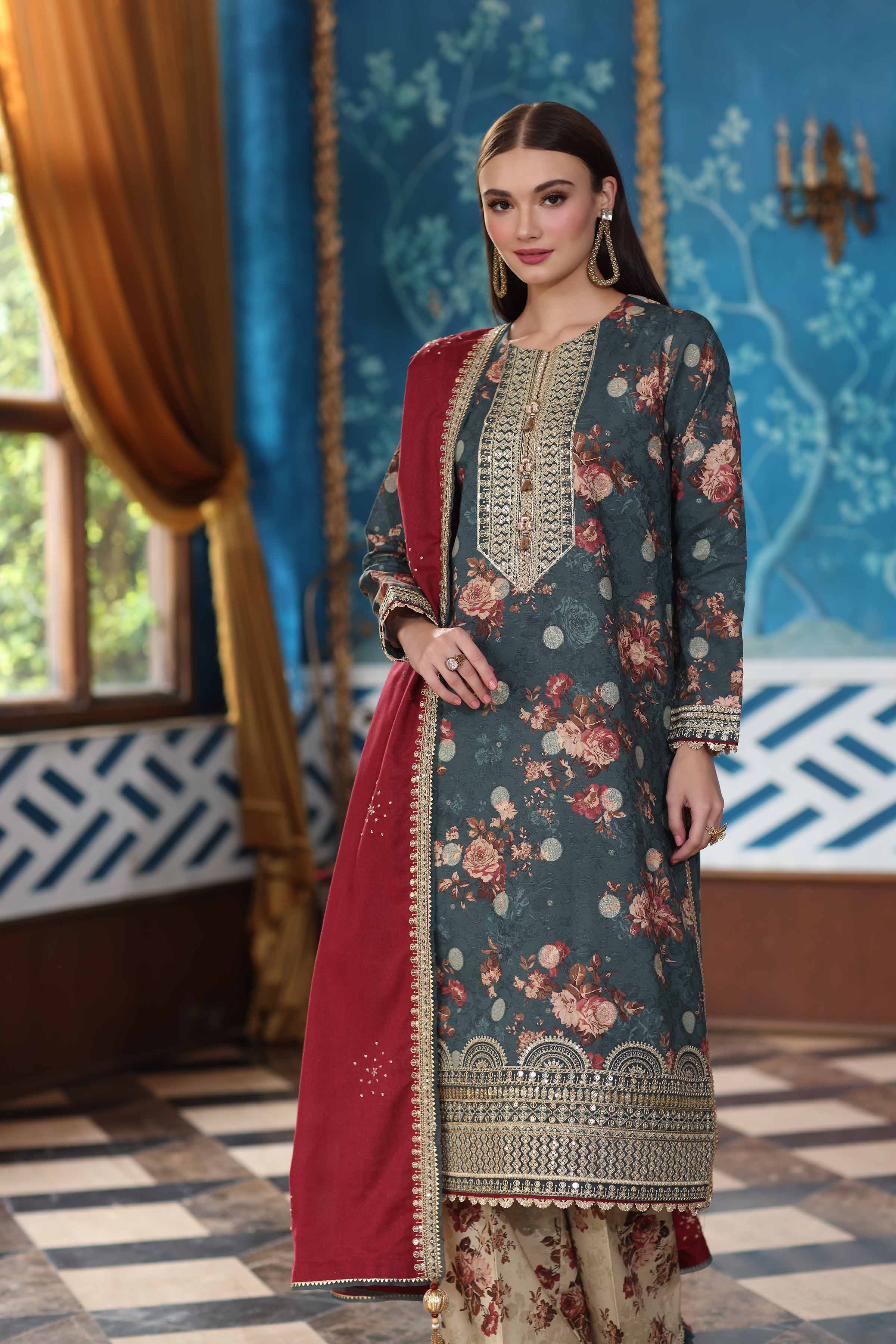 3 Piece - Digital Printed Embroidered Suit - 42502724 for Women - Unstitched Collection | Nishat | Shop Online