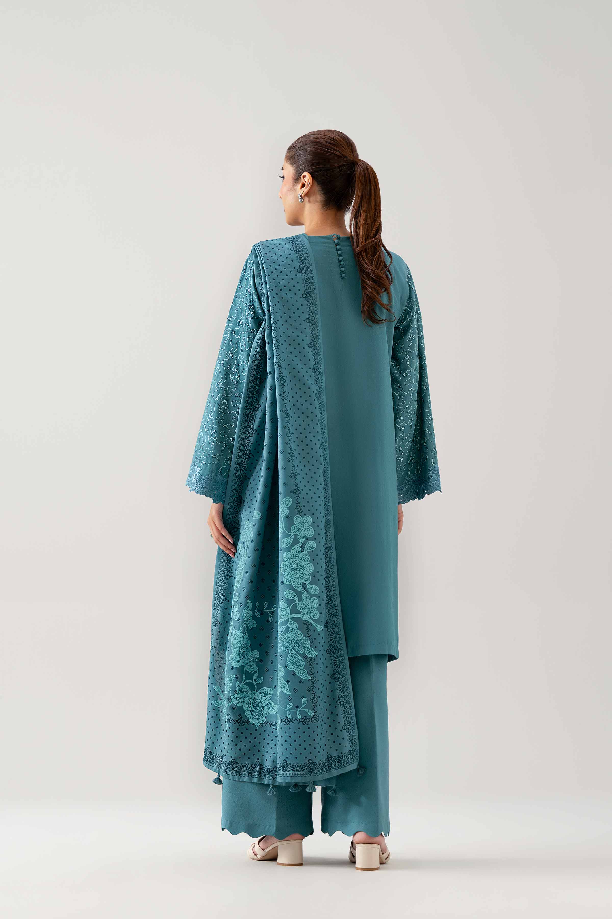3 Piece - Printed Embroidered Suit - 42502748