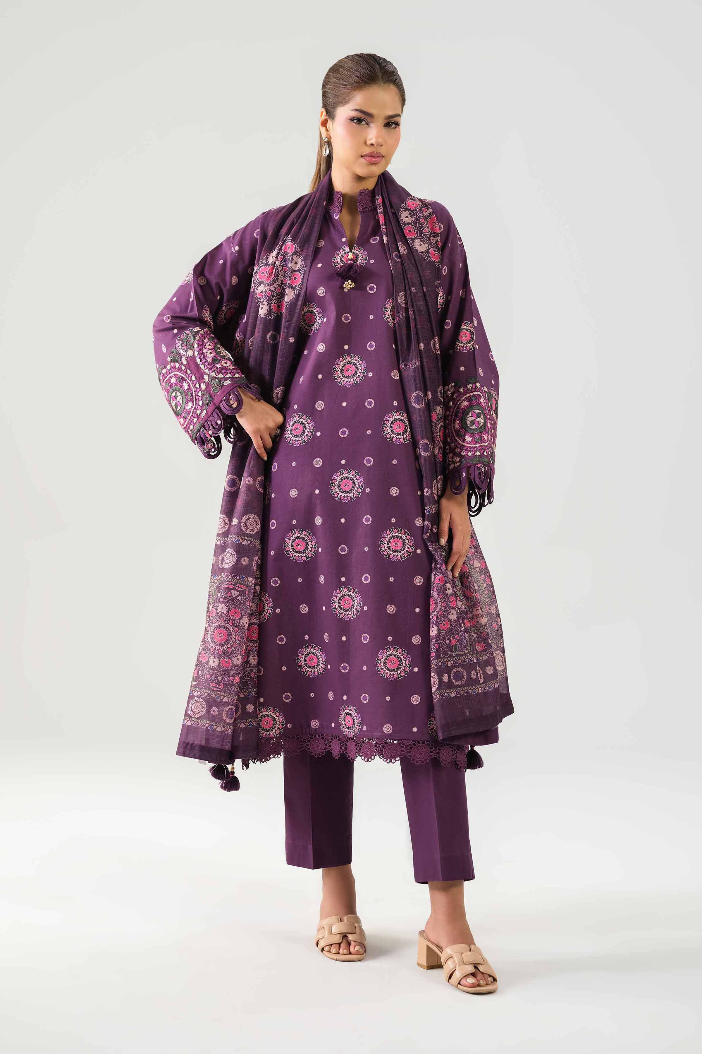 3 Piece - Digital Printed Embroidered Suit - 42502860