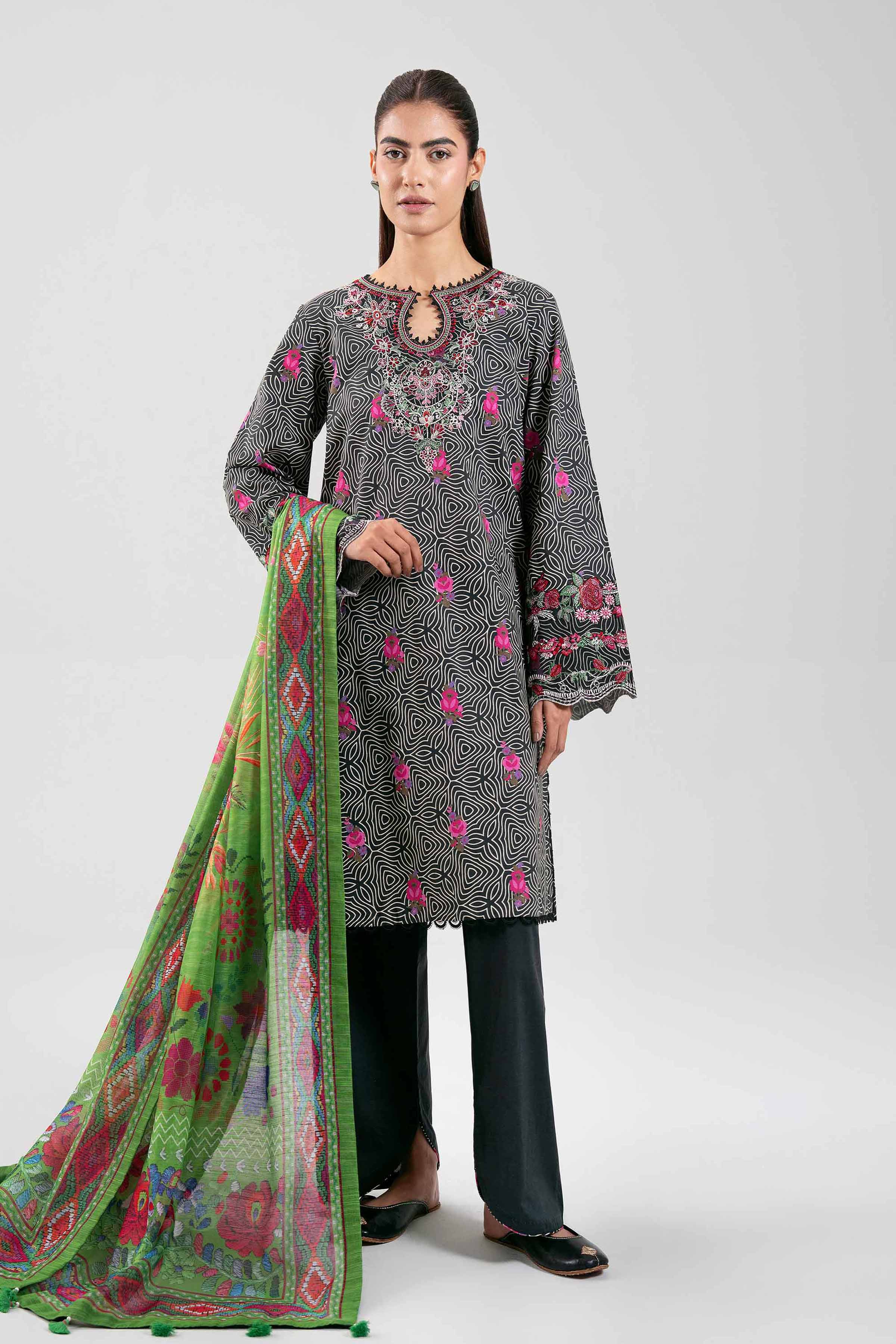 3 Piece - Digital Printed Embroidered Suit - 42502862