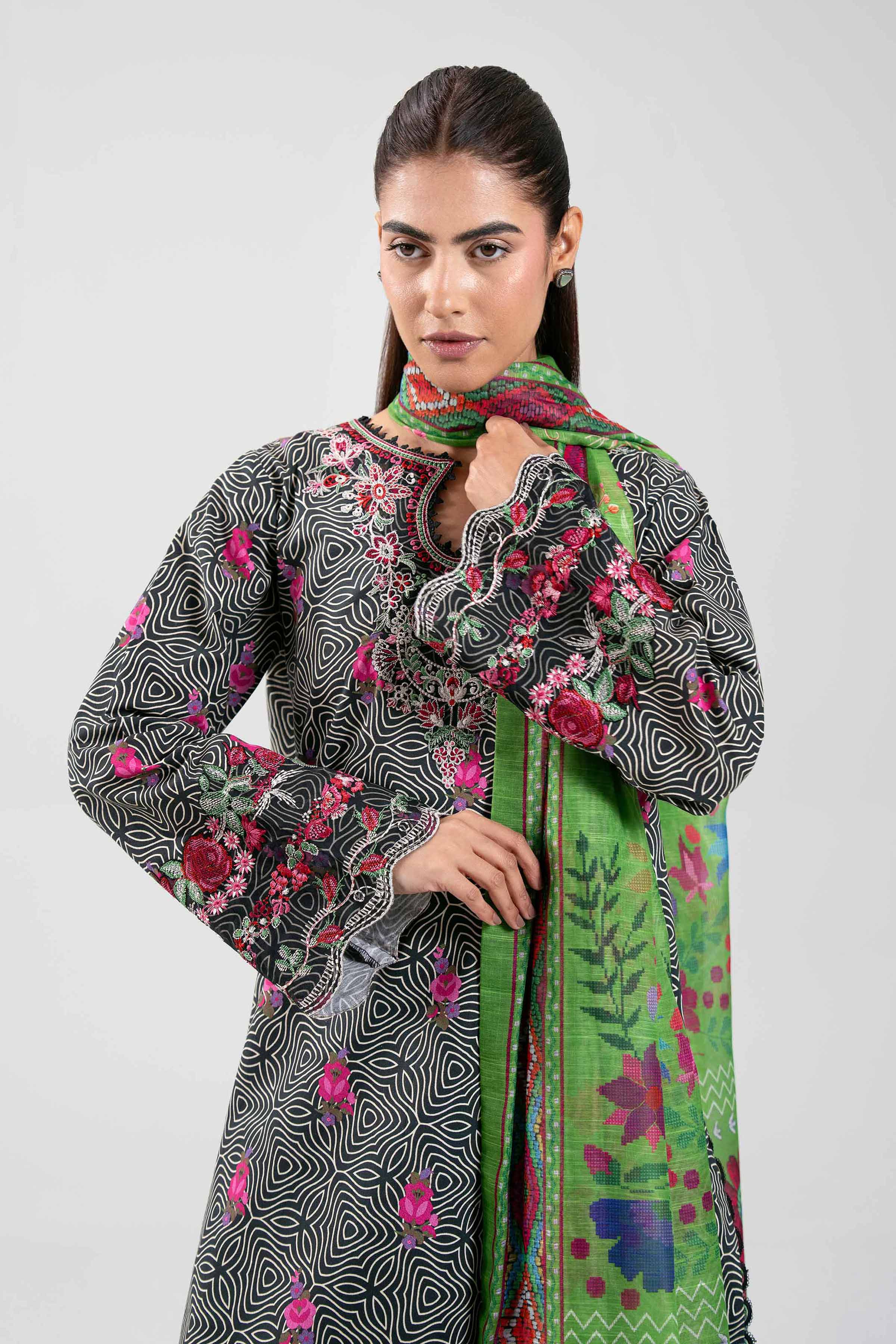 3 Piece - Digital Printed Embroidered Suit - 42502862