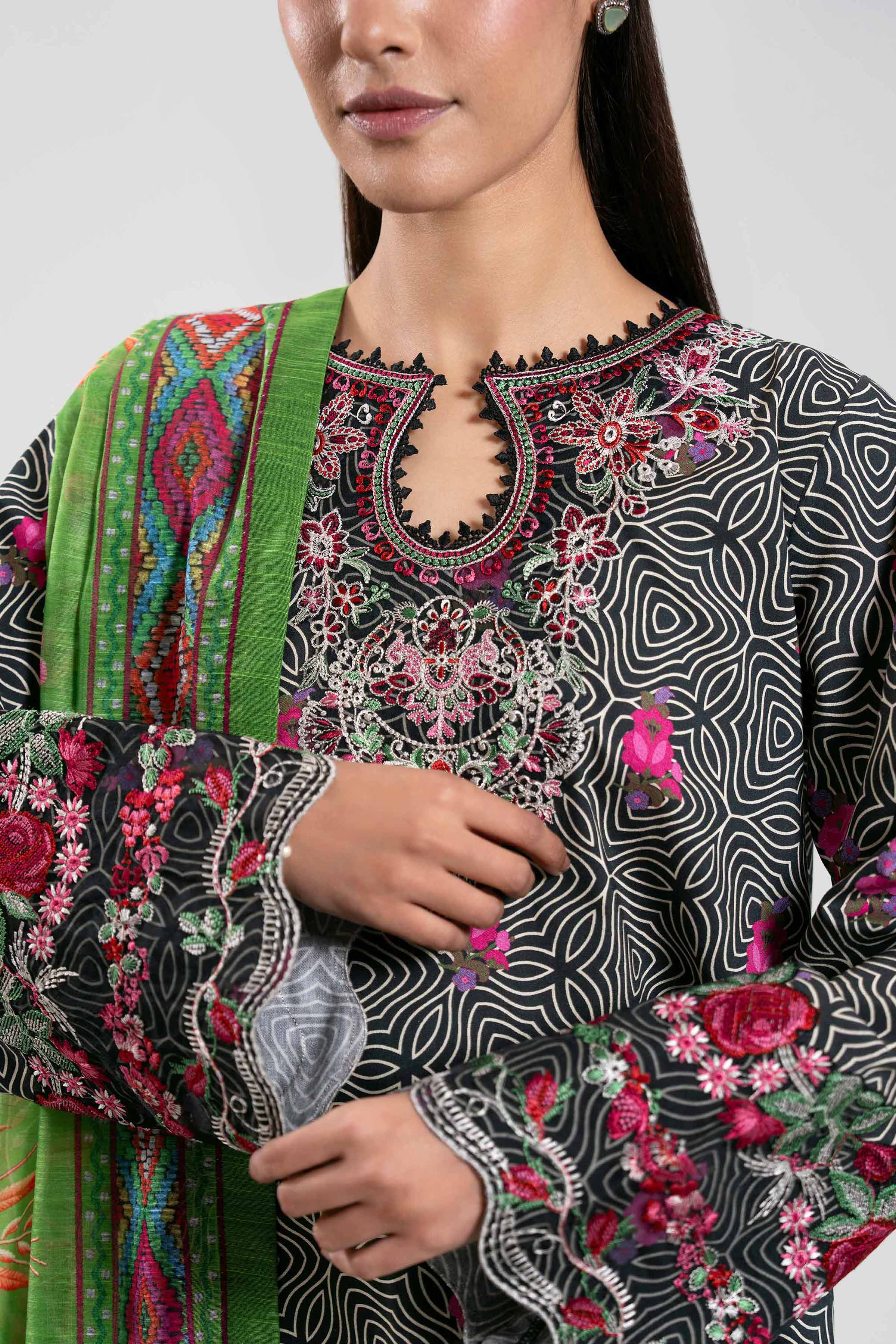 3 Piece - Digital Printed Embroidered Suit - 42502862