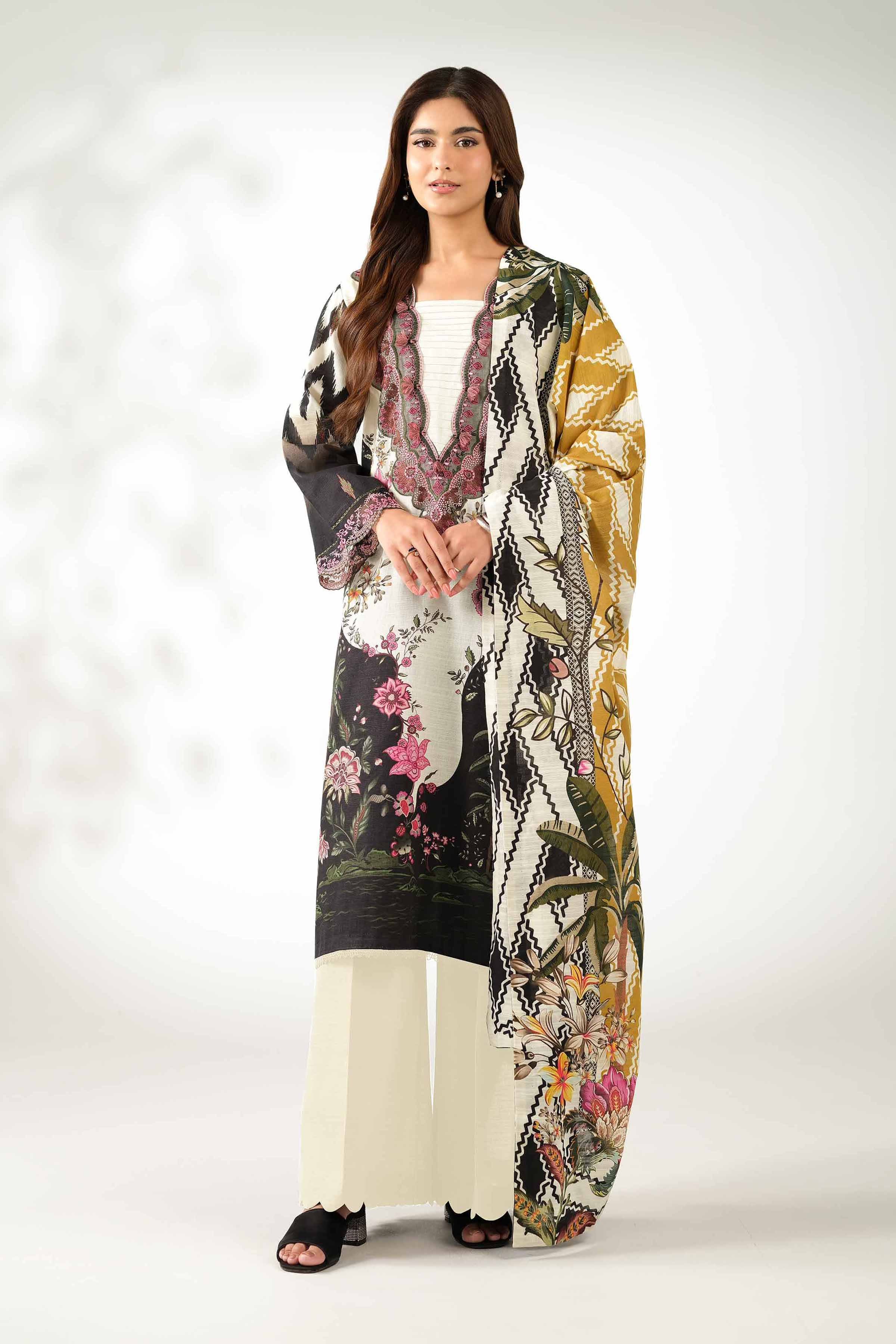 3 Piece - Digital Printed Embroidered Suit - 42502914