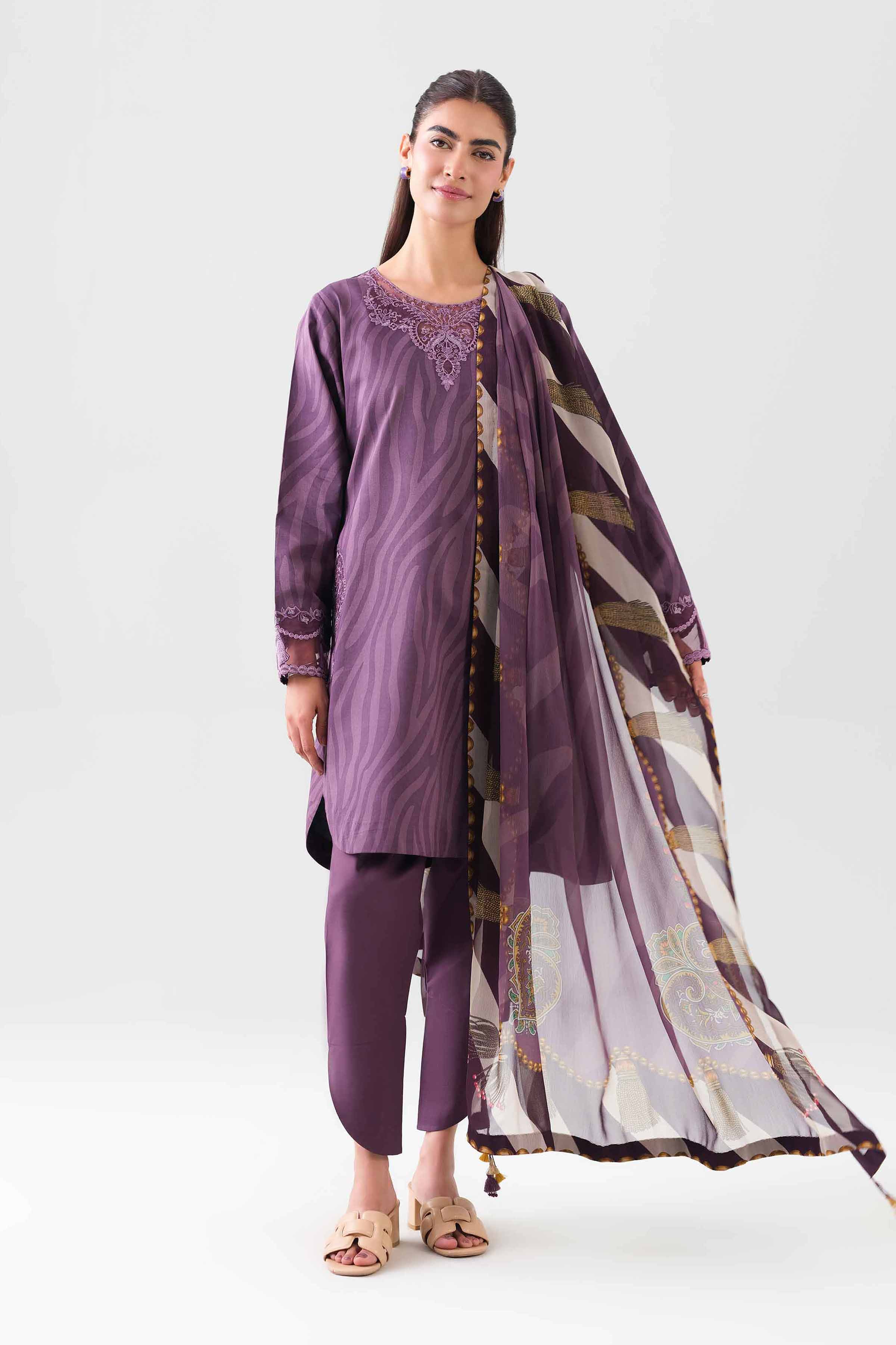 2 Piece - Digital Printed Embroidered Suit - 42601012