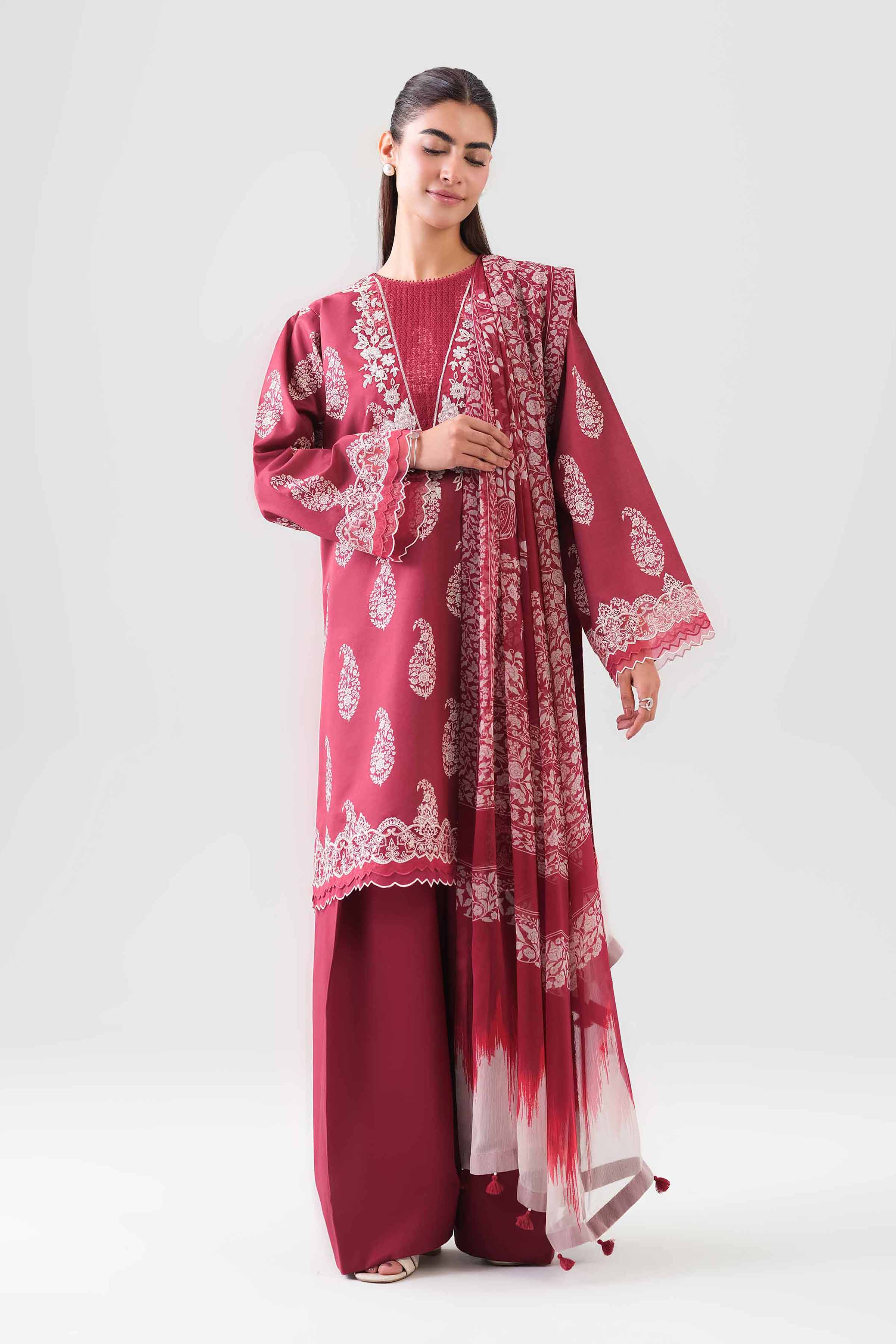 2 Piece - Digital Printed Embroidered Suit - 42601019