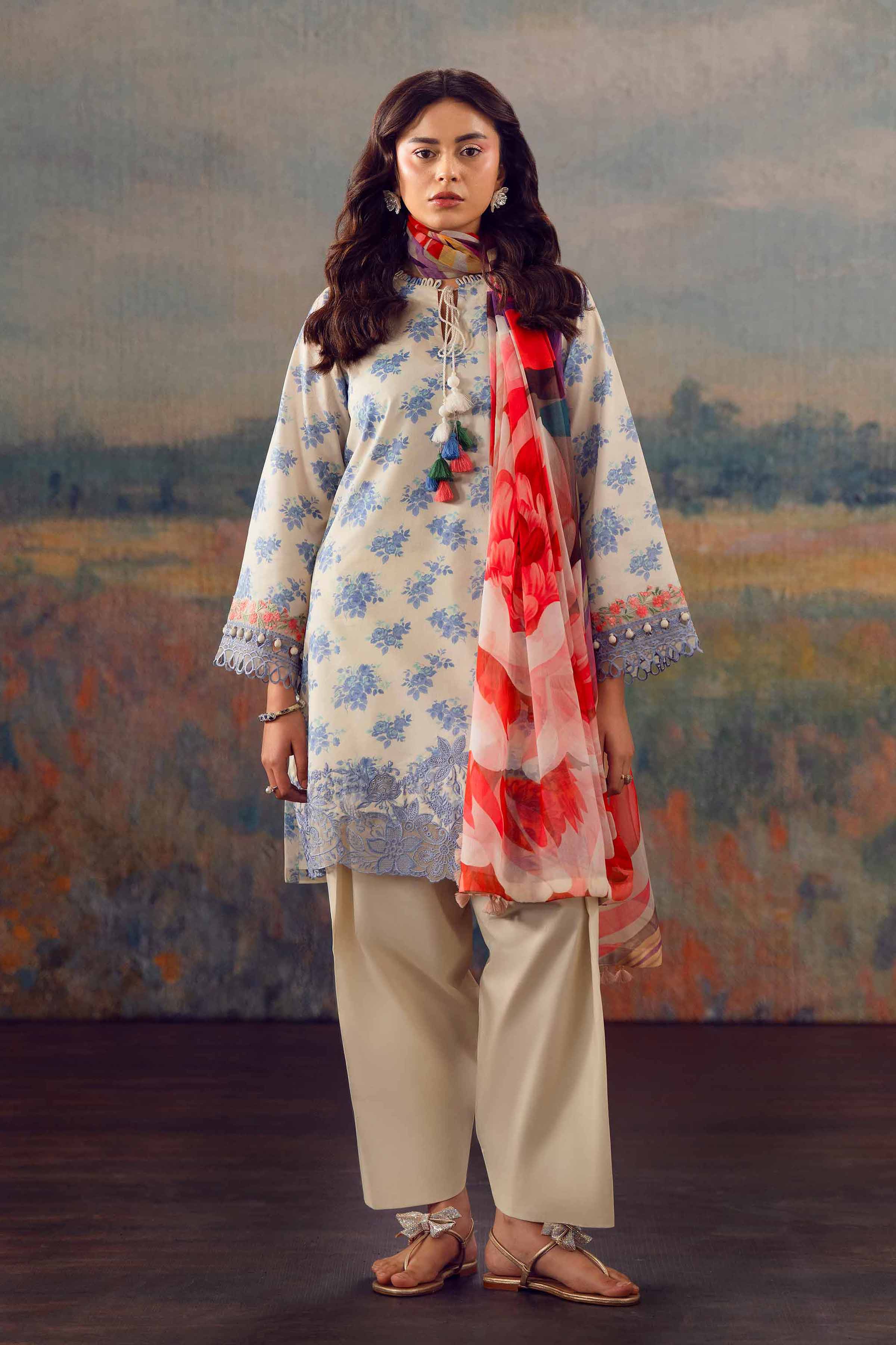 2 Piece - Digital Printed Embroidered Suit - 42601020