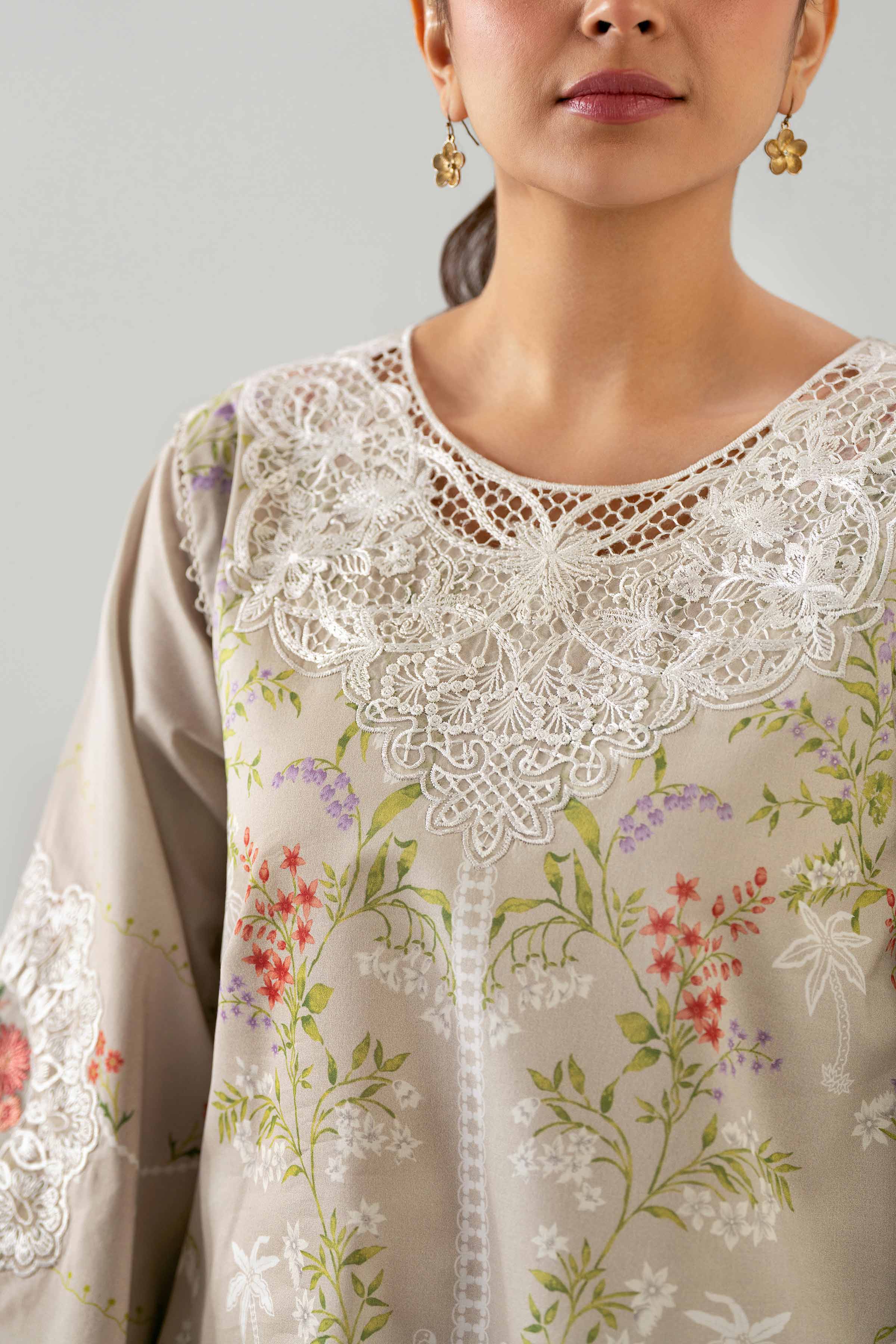 2 Piece - Digital Printed Embroidered Suit - 42601057