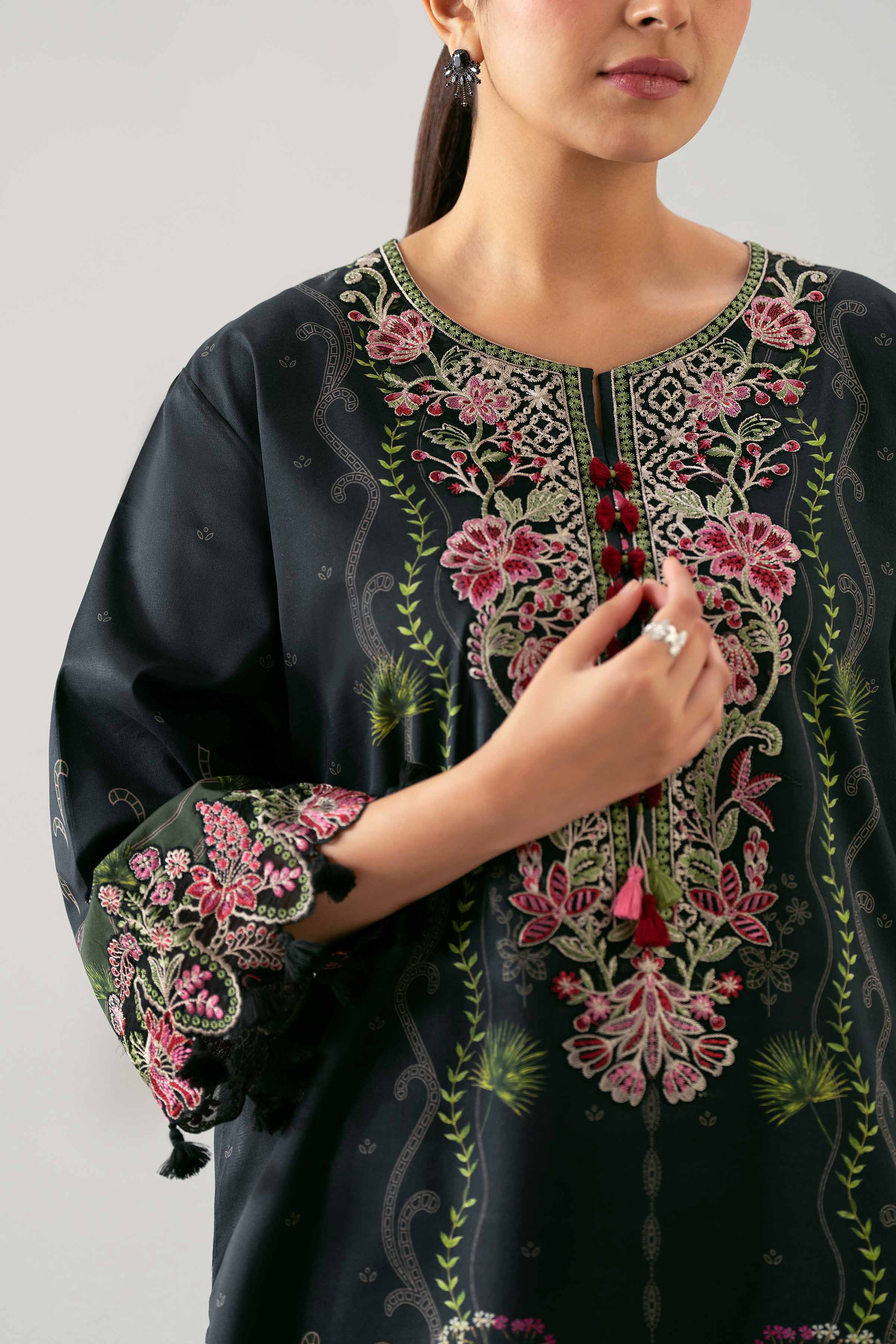 2 Piece - Digital Printed Embroidered Suit - 42601058