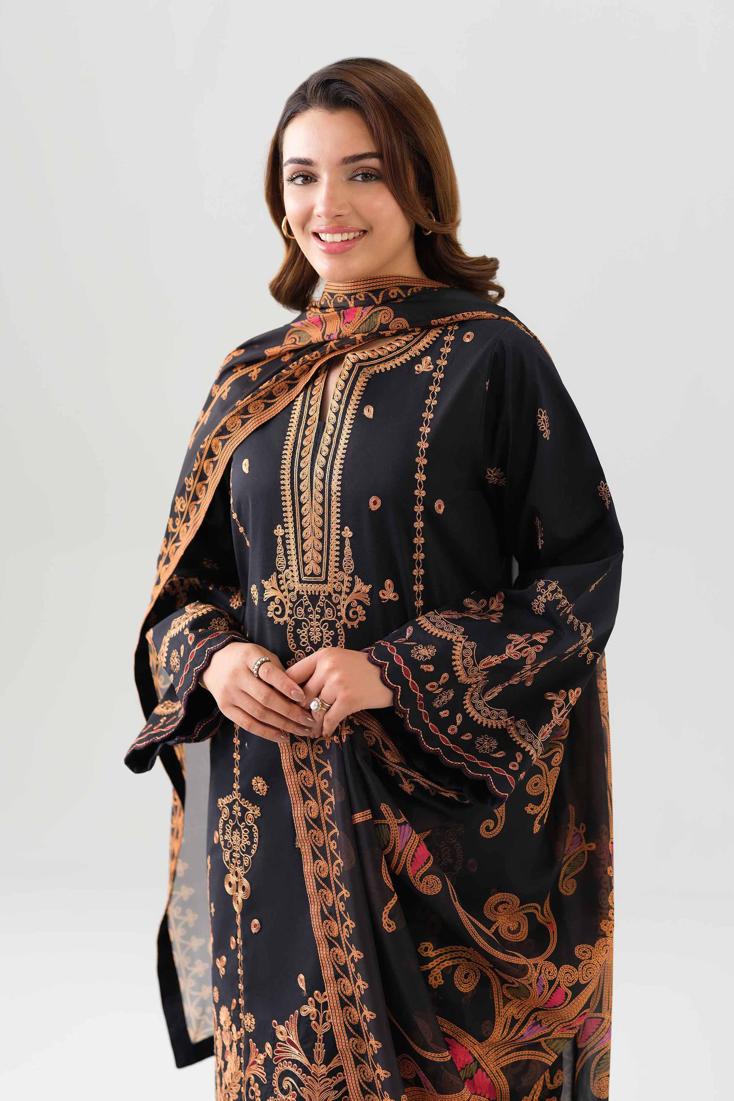 3 Piece - Digital Printed Embroidered Suit - 42601071