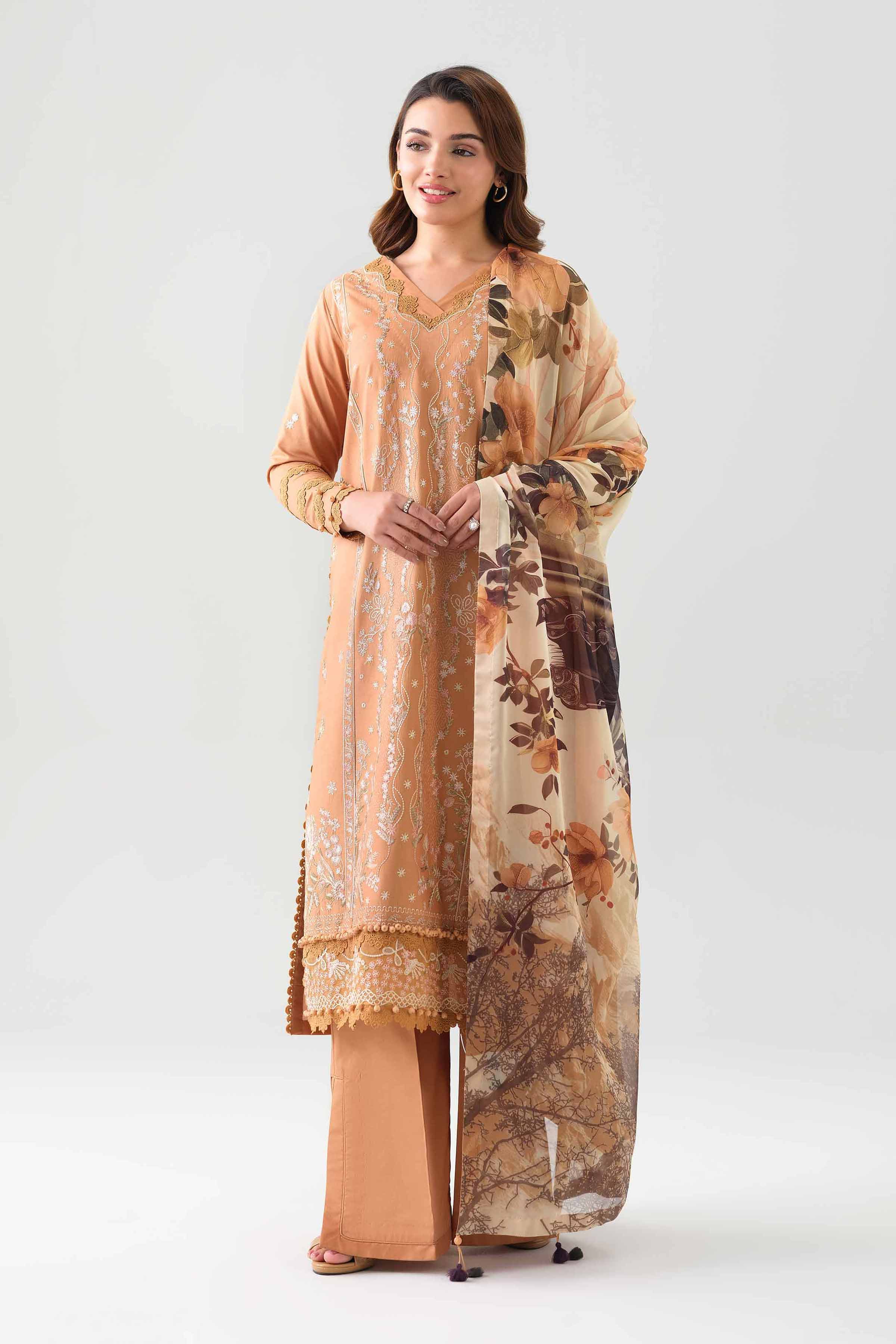 3 Piece - Digital Printed Embroidered Suit - 42601076