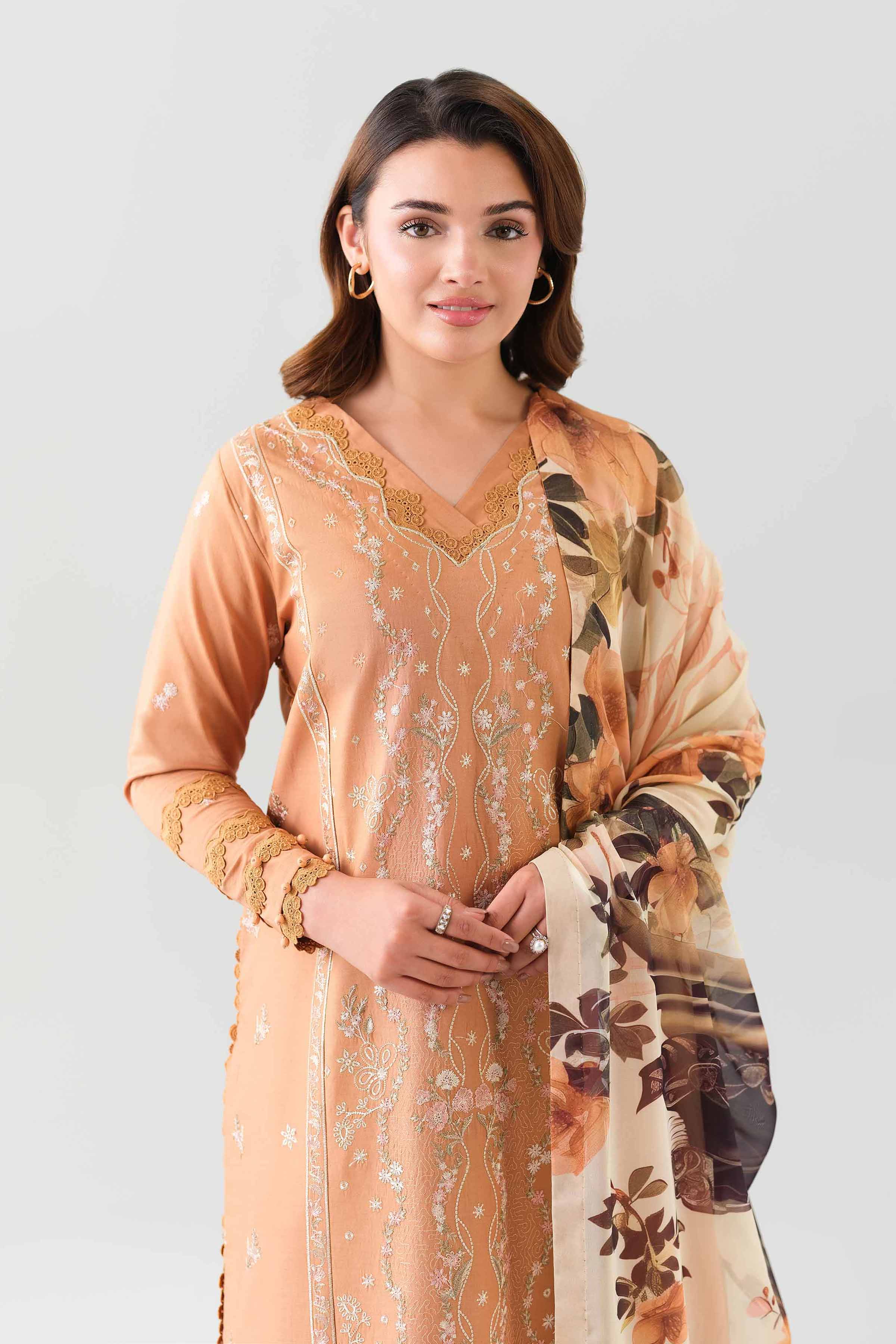 3 Piece - Digital Printed Embroidered Suit - 42601076