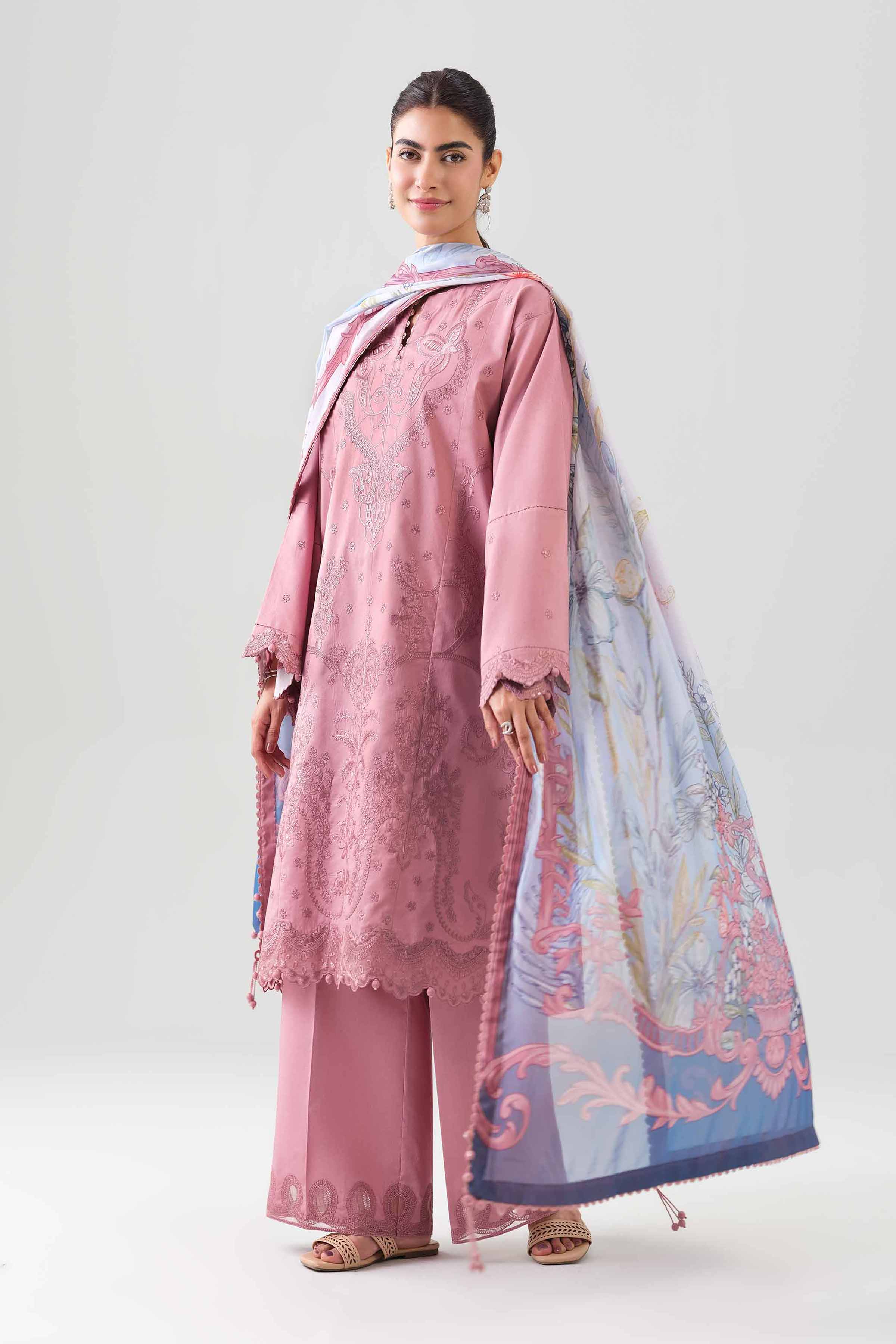 3 Piece - Digital Printed Embroidered Suit - 42601077