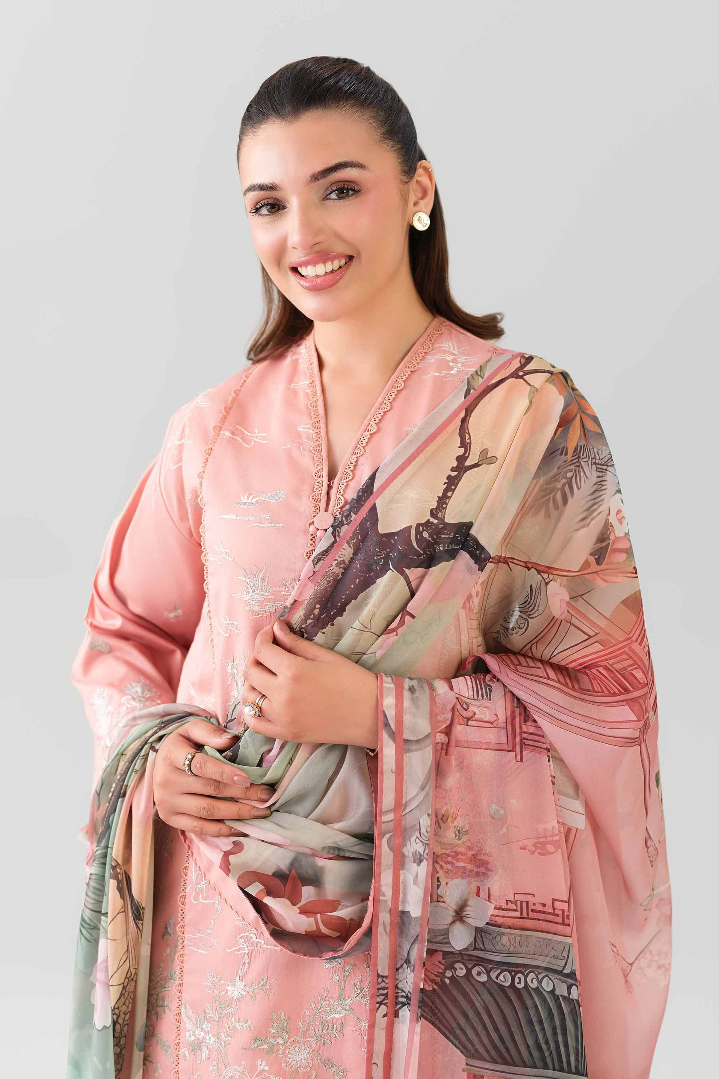 3 Piece - Digital Printed Embroidered Suit - 42601079