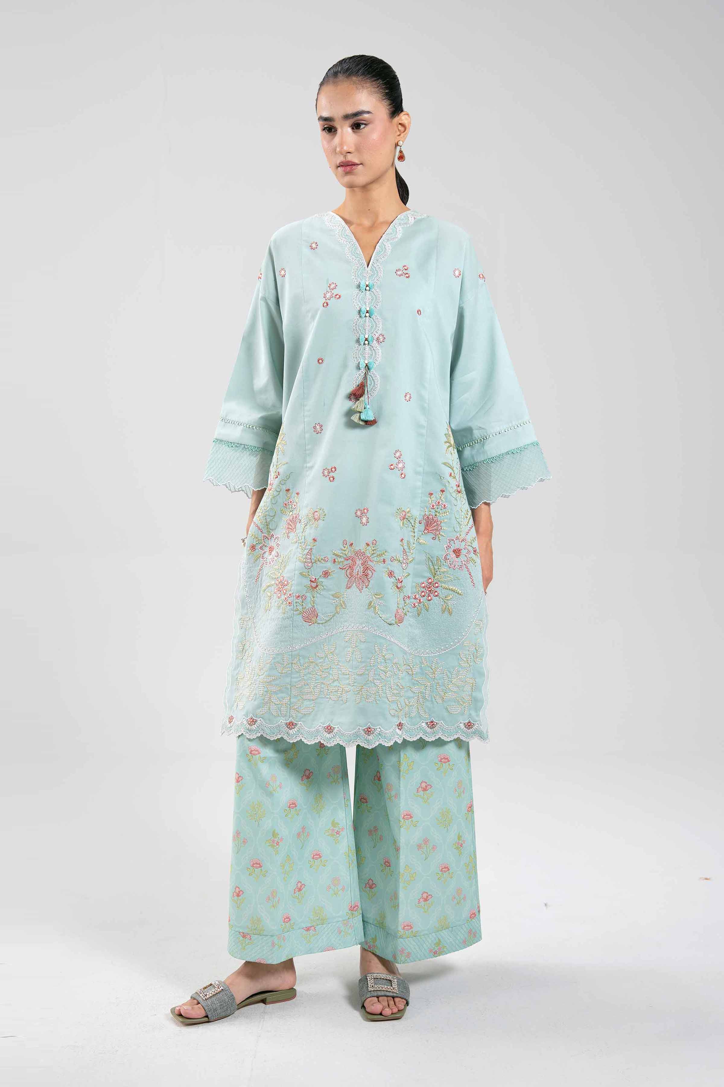 2 Piece - Digital Printed Embroidered Suit - 42601084