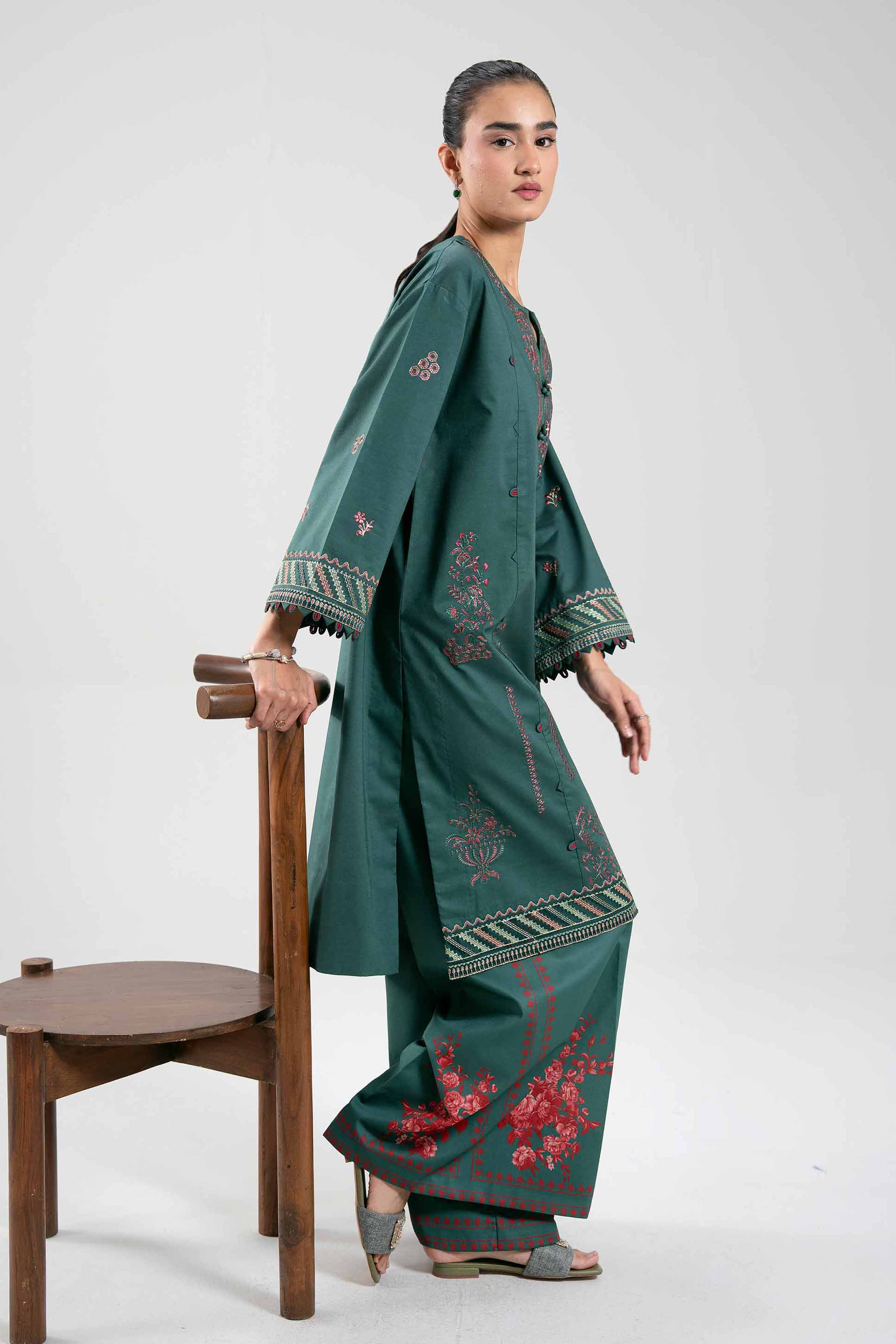 2 Piece - Digital Printed Embroidered Suit - 42601089