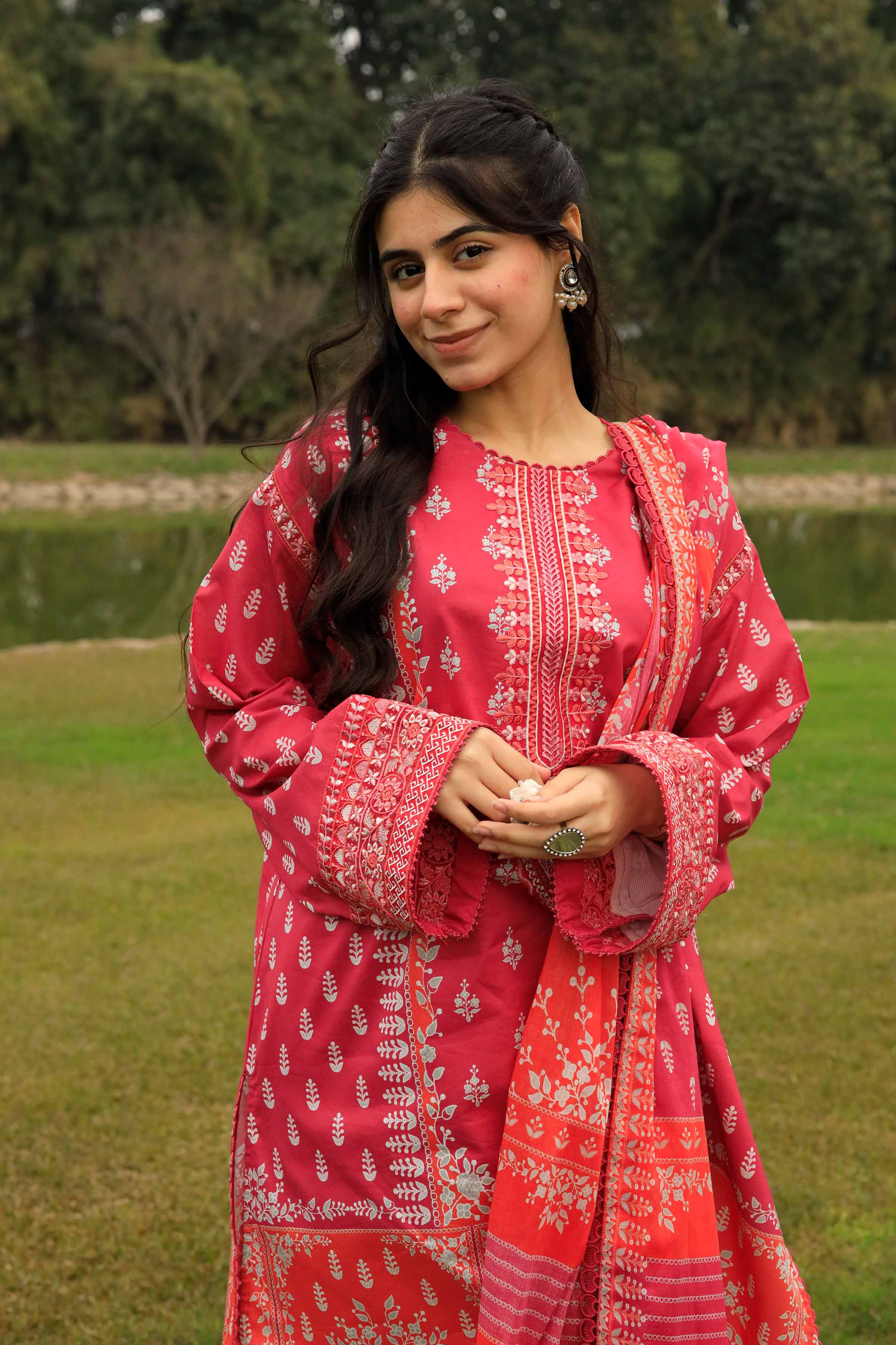 3 Piece - Digital Printed Embroidered Suit - 42601101