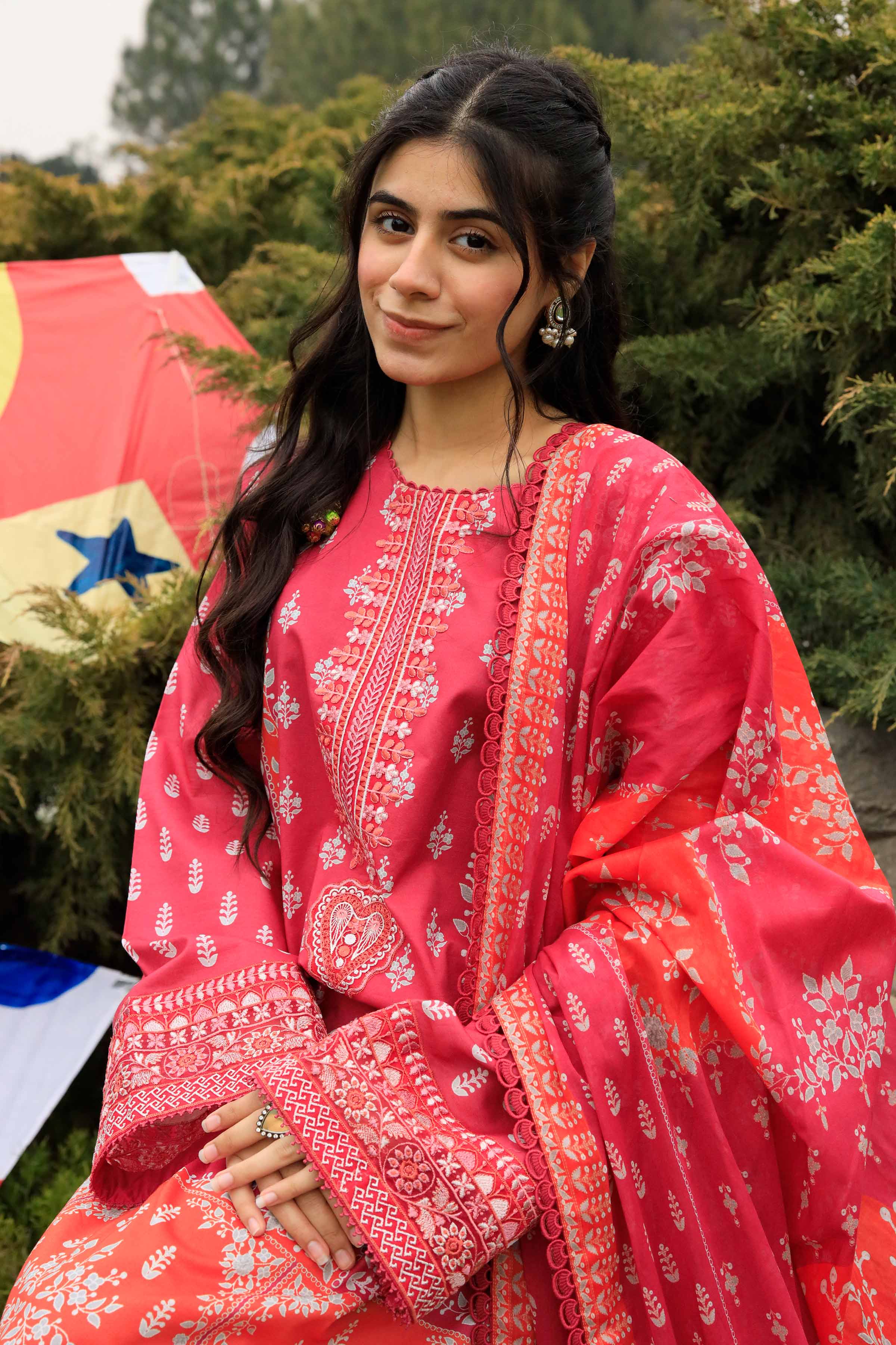 3 Piece - Digital Printed Embroidered Suit - 42601101