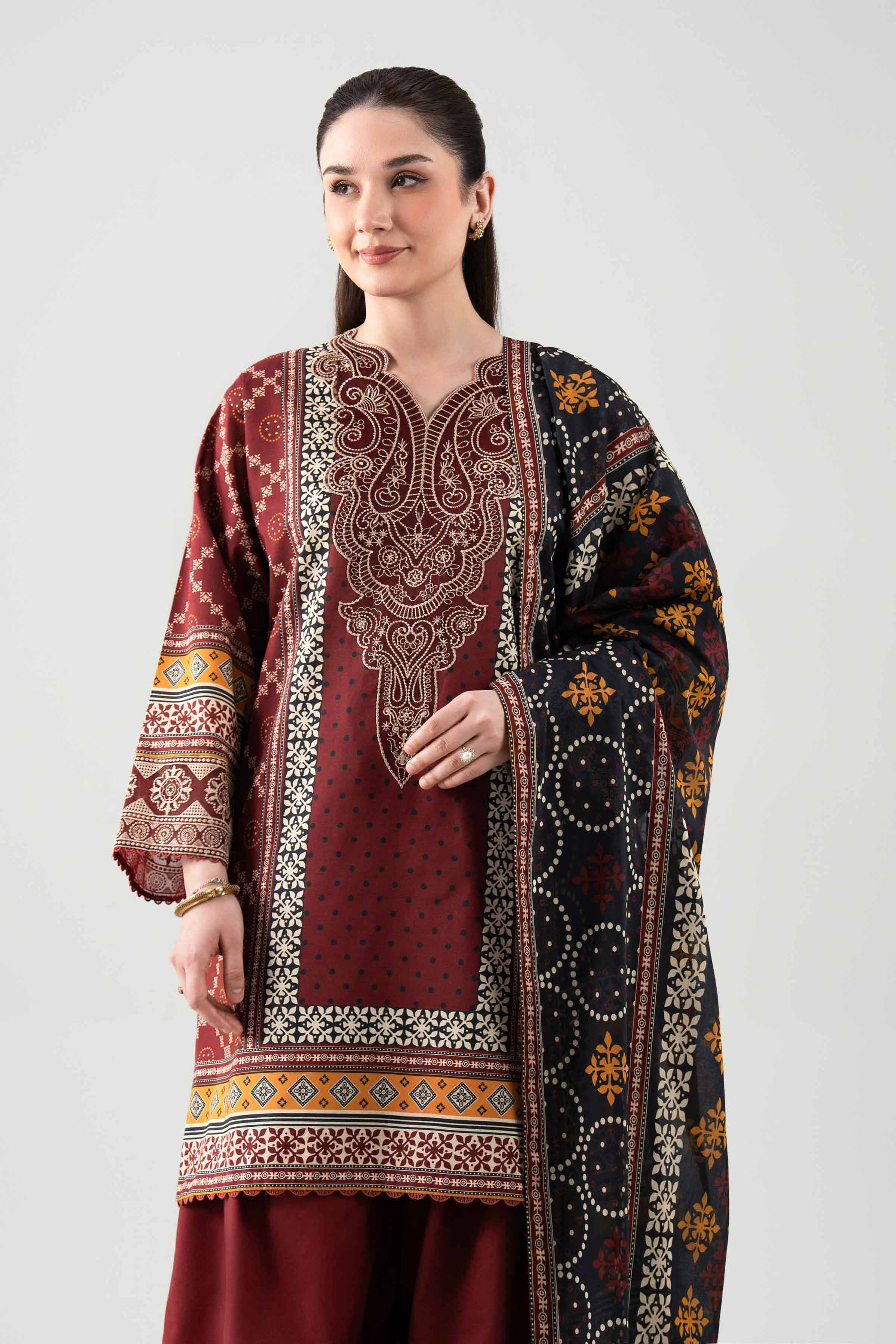 3 Piece - Digital Printed Embroidered Suit - 42601102