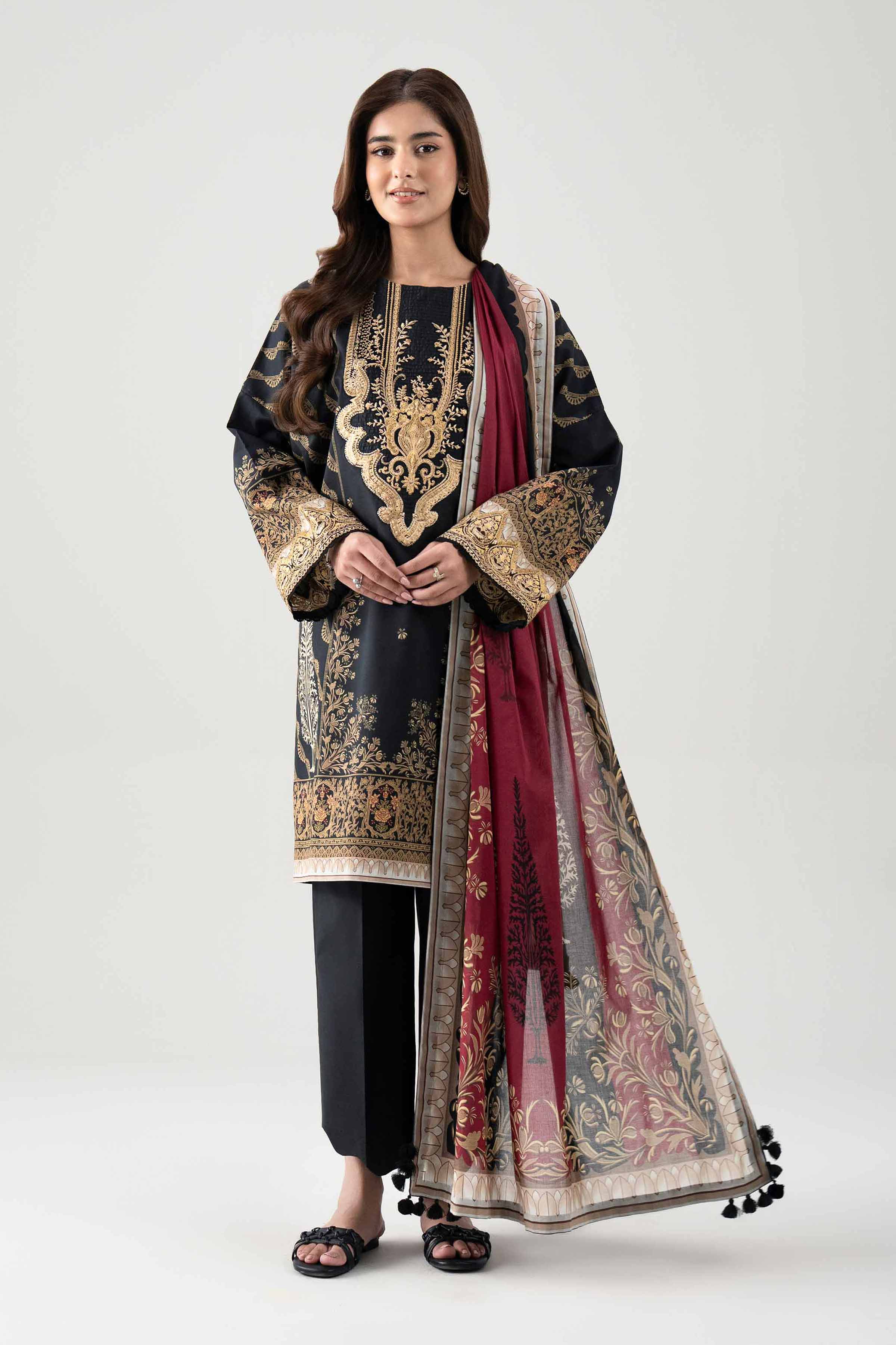 3 Piece - Digital Printed Embroidered Suit - 42601107