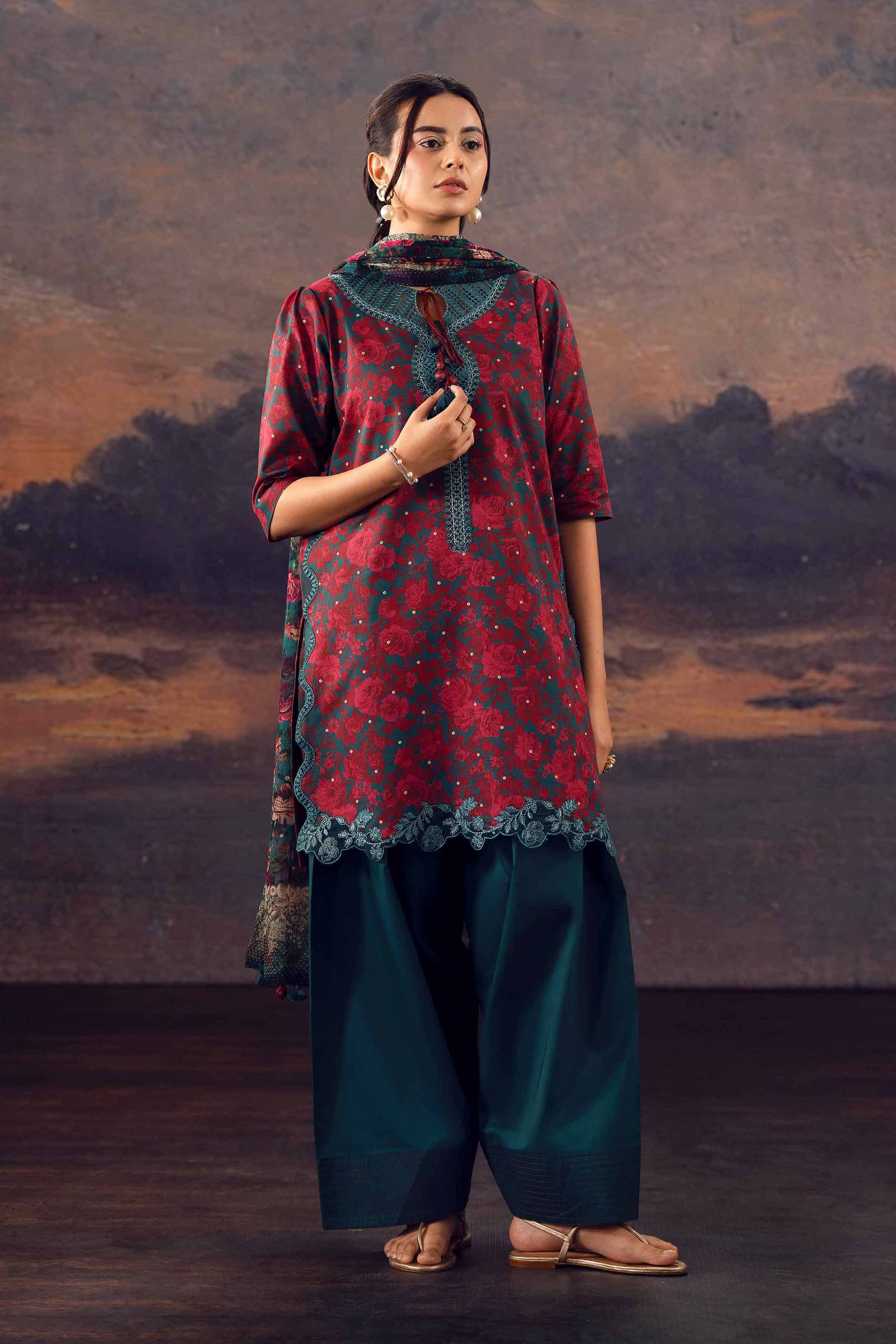 3 Piece - Digital Printed Embroidered Suit - 42601146