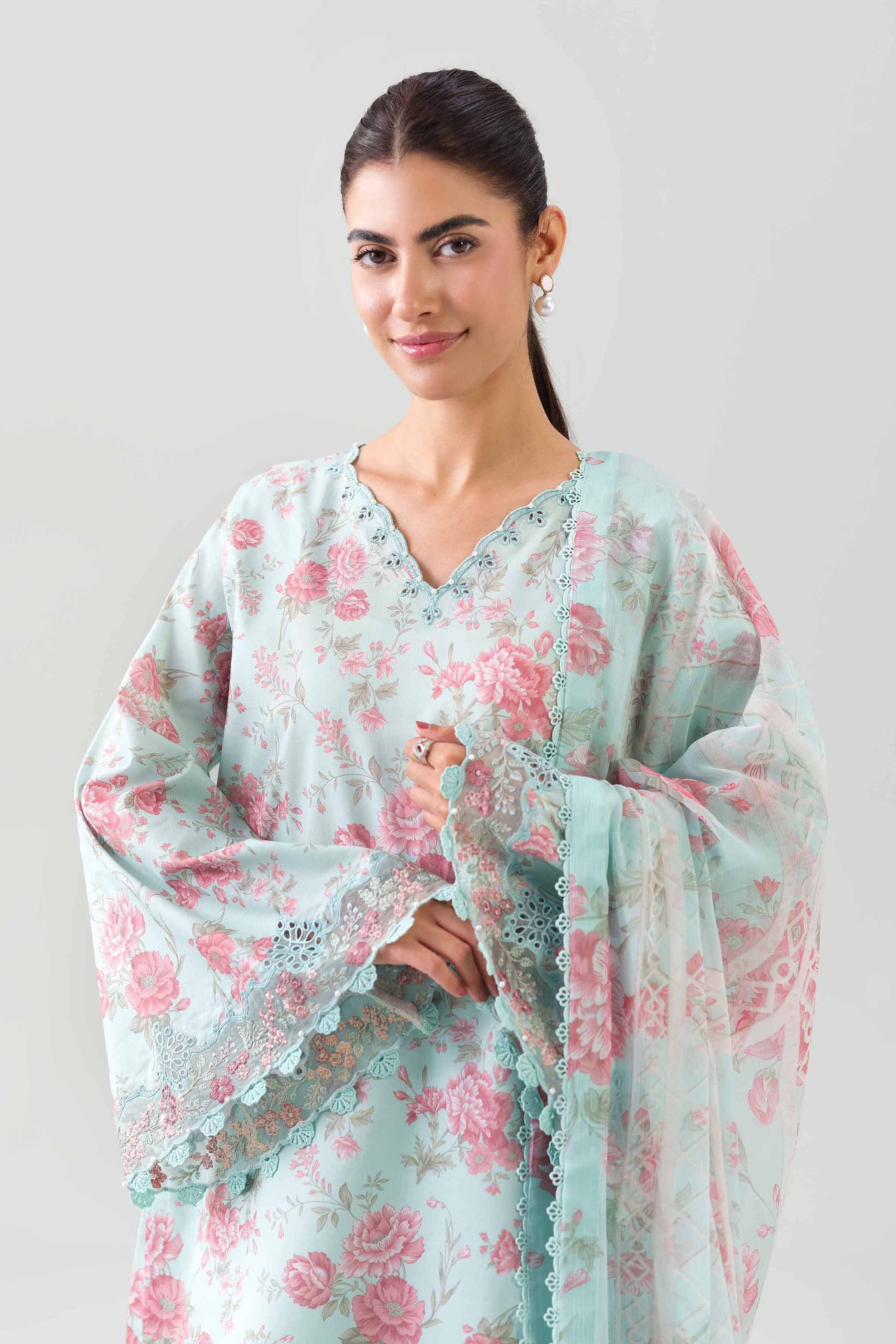 3 Piece - Digital Printed Embroidered Suit - 42601147