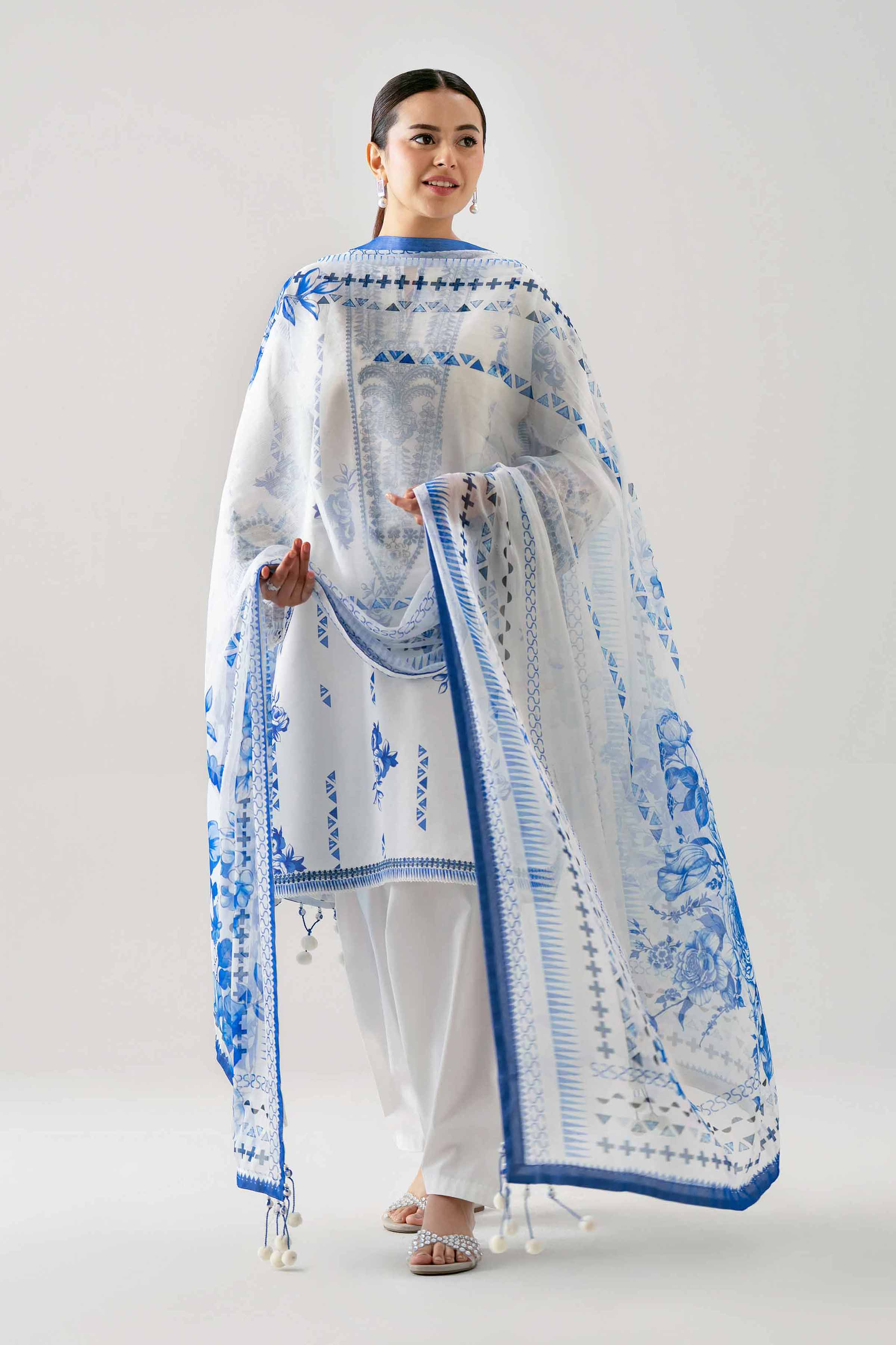 3 Piece - Digital Printed Embroidered Suit - 42601148