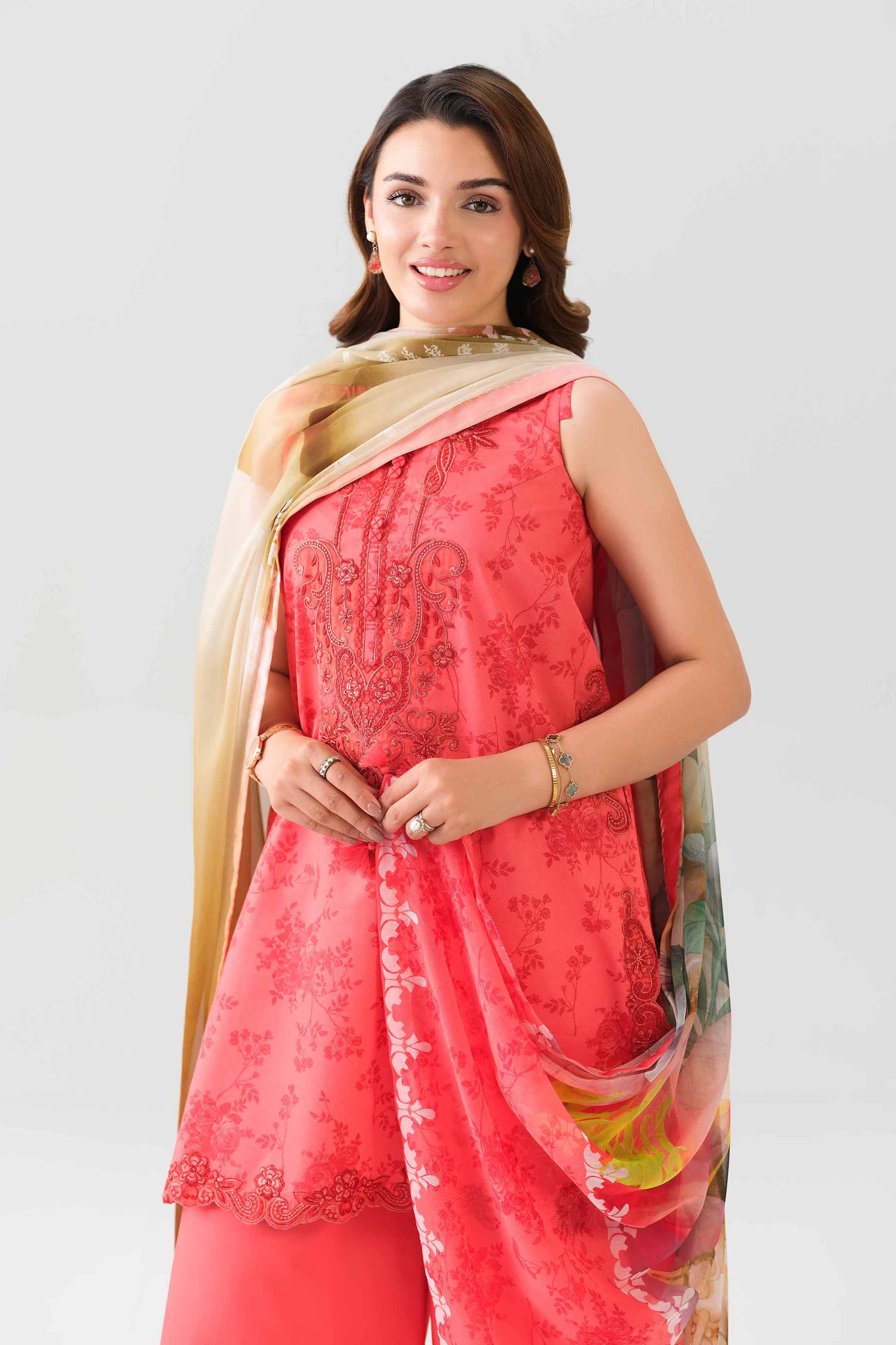 3 Piece - Digital Printed Embroidered Suit - 42601150