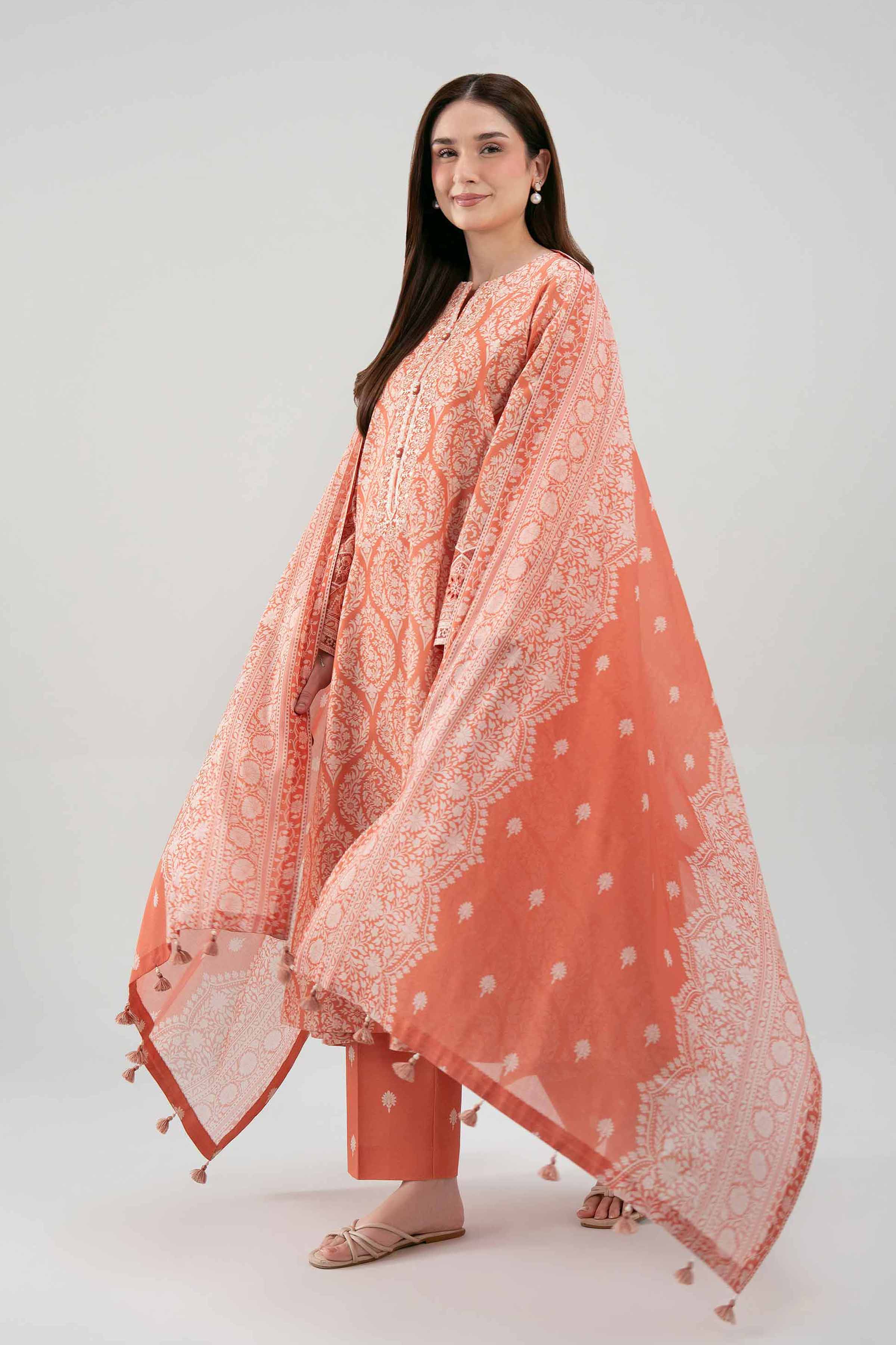 3 Piece - Printed Embroidered Suit - 42601163