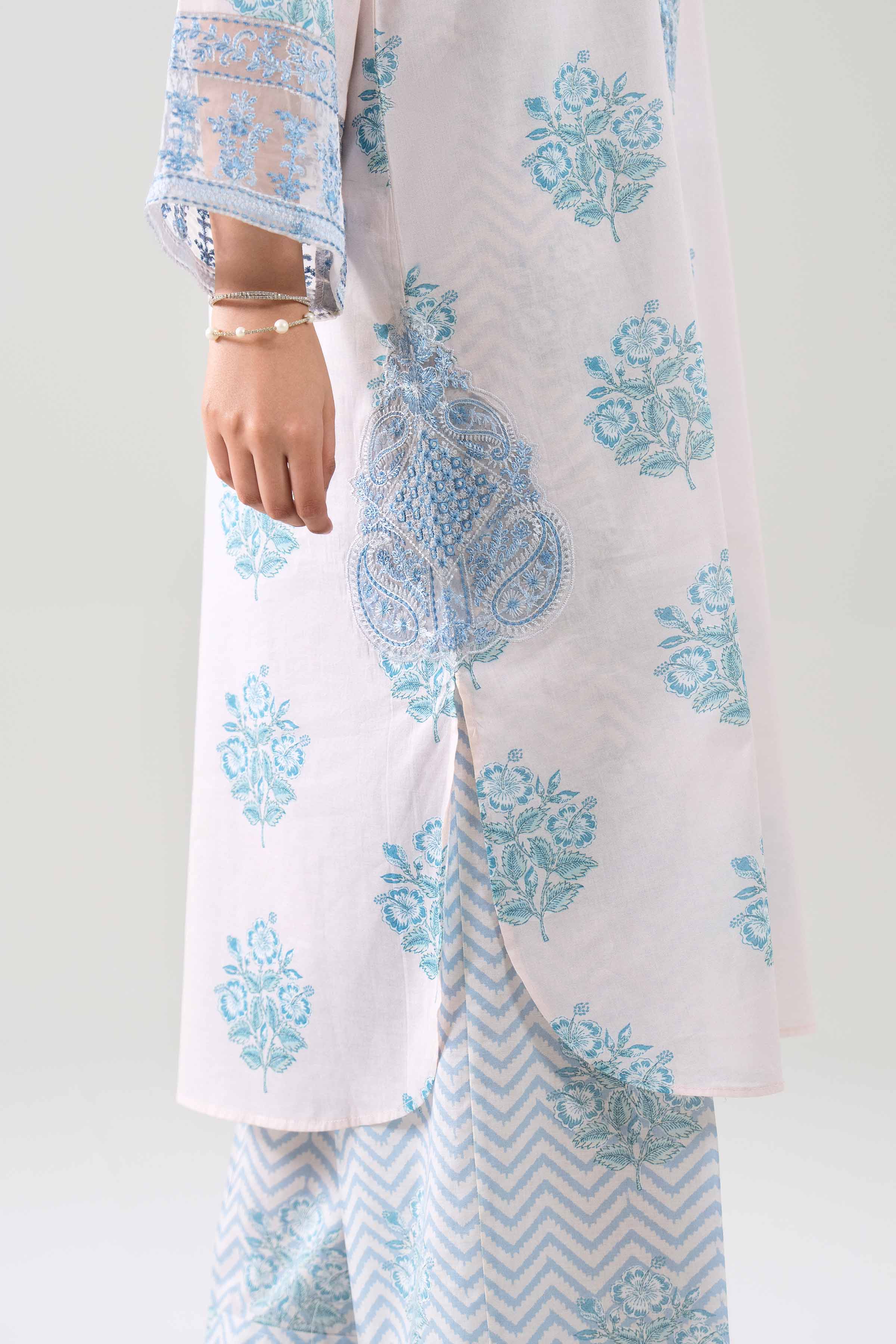 3 Piece - Printed Embroidered Suit - 42601164