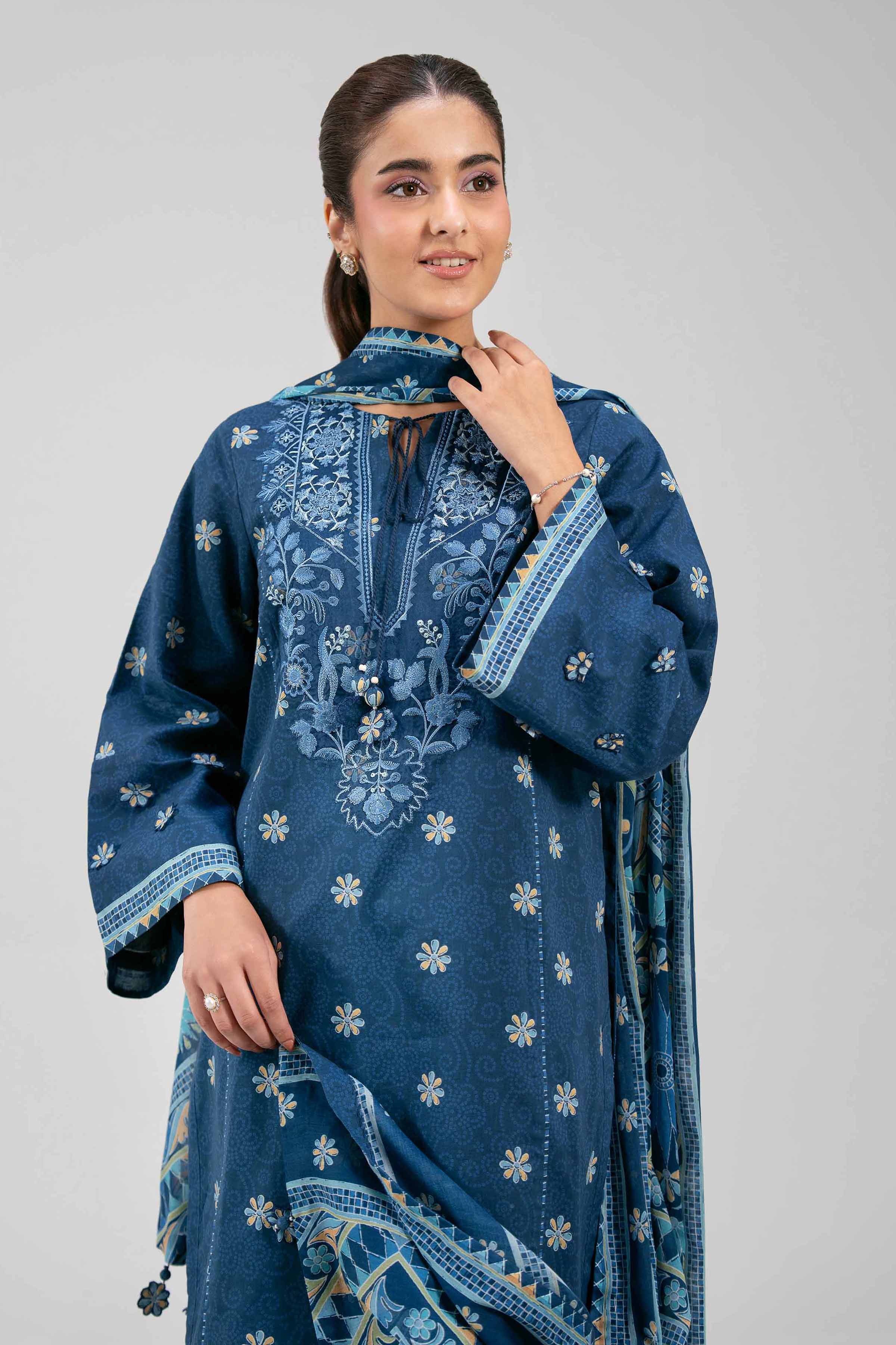 3 Piece - Printed Embroidered Suit - 42601169