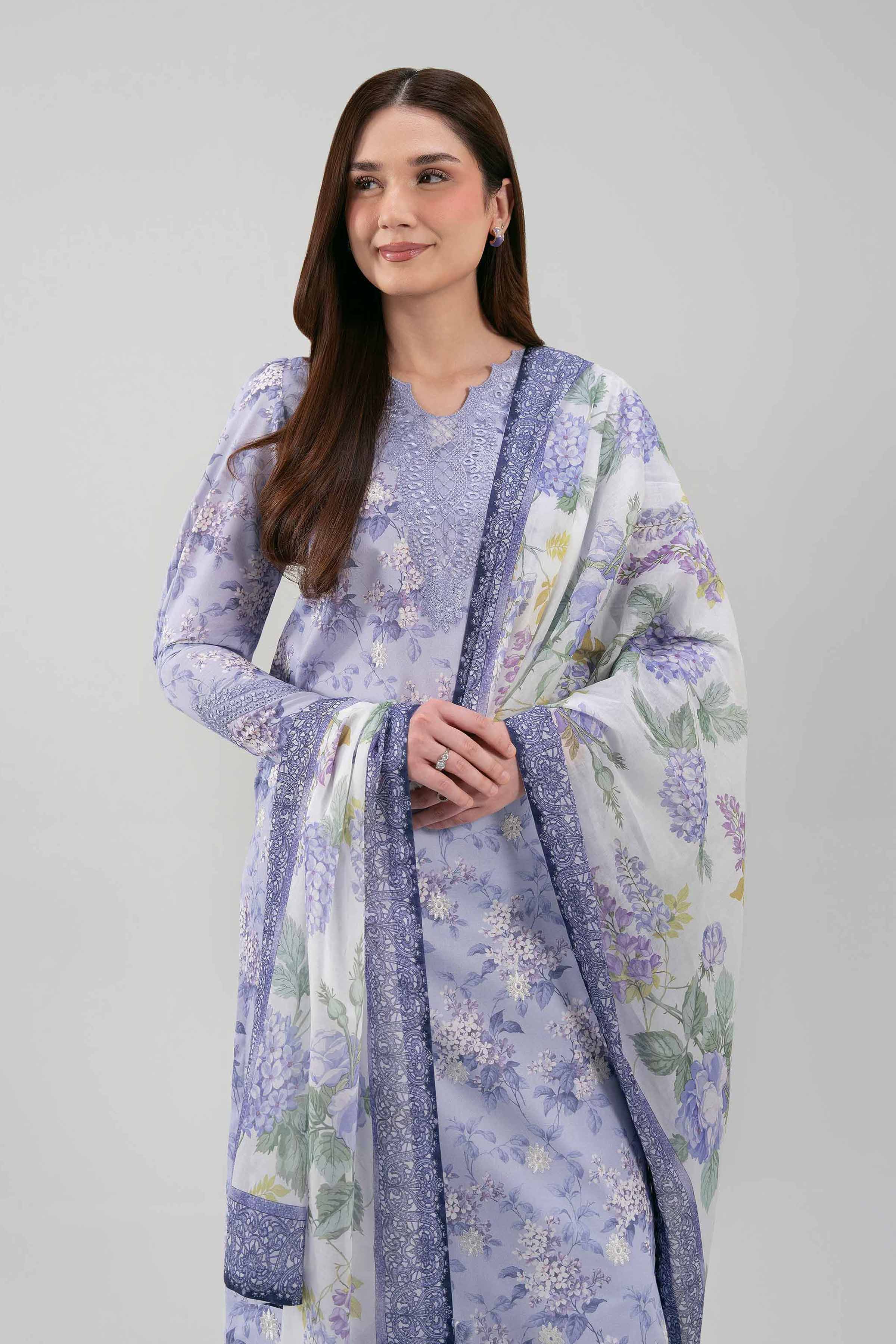 3 Piece - Digital Printed Embroidered Suit - 42601191