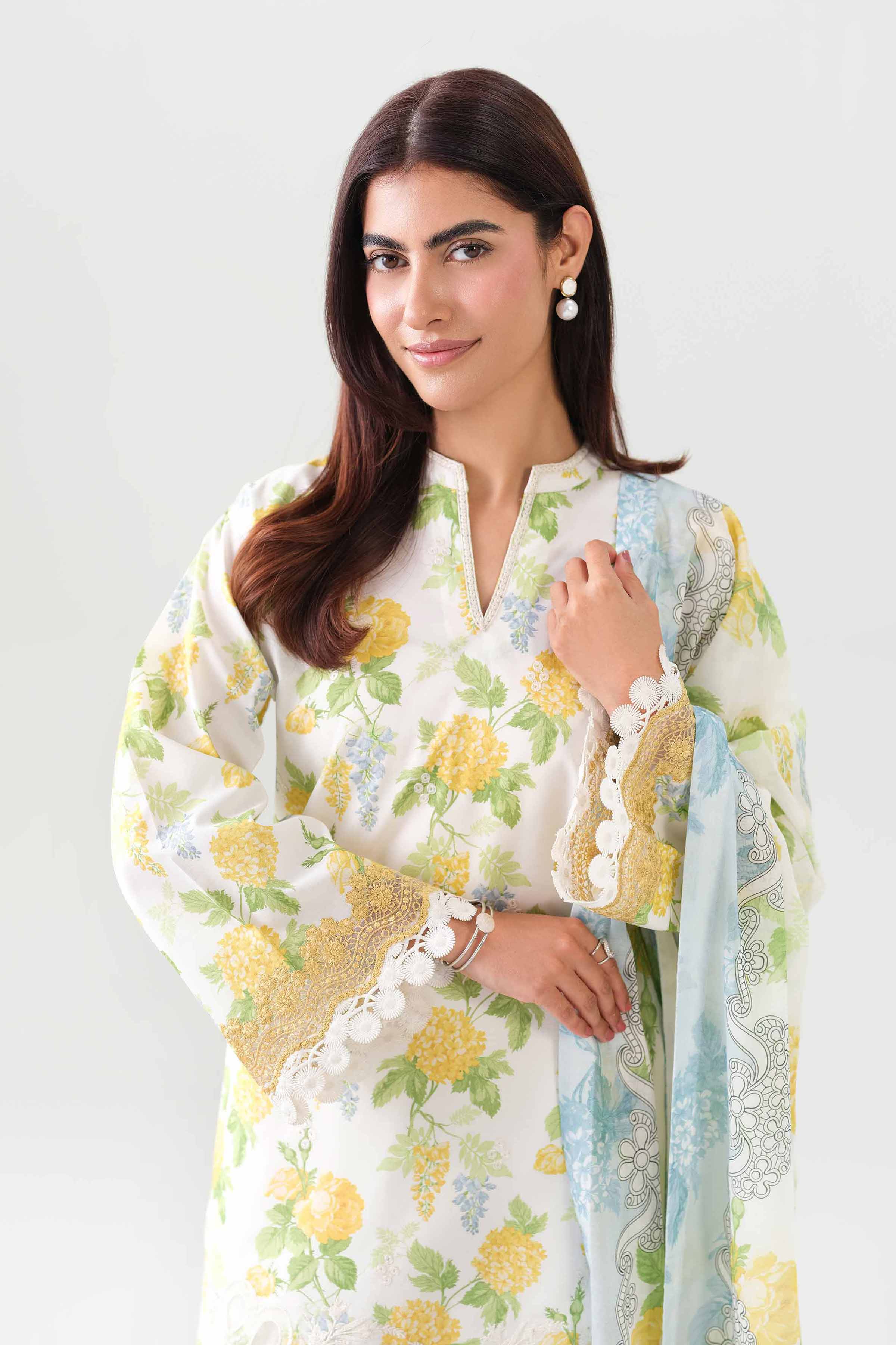 3 Piece - Digital Printed Embroidered Suit - 42601193