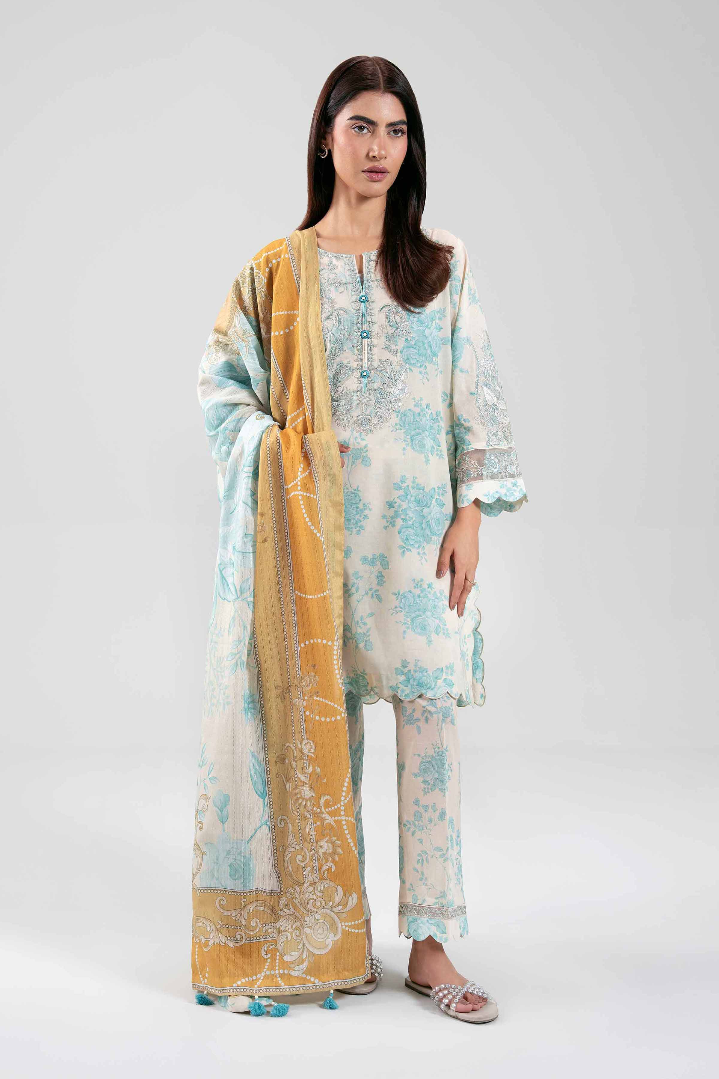 3 Piece - Digital Printed Embroidered Suit - 42601206